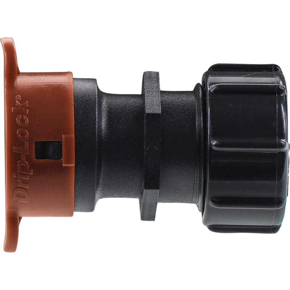Hydro Rain DL 447 005 Drip Lock® 1/2 inch to 5/8 inch Male Garden Hose Thread Adapter with Cap - Perfect for Drip Irrigation Systems & Watering Gardens
