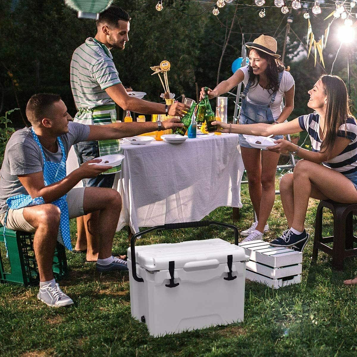 20 Quart DRM Camping Cooler - Insulated Ice Chest for Outdoor Adventures, Picnics & Beach Trips | Portable Grey Plastic Cooler Box for Camping, Tailgating & Backyard BBQs