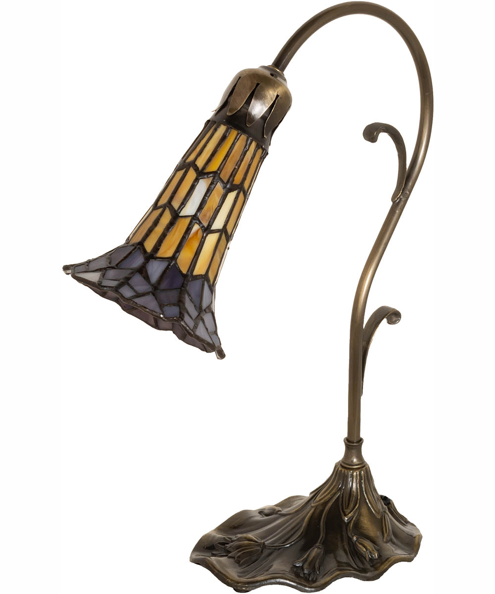 15 Stained Glass Pond Lily Accent Lamp - Handcrafted Tiffany Style Table Lamp for Home Decor, Bedroom, Living Room, Office - Perfect for Relaxation & Ambiance Lighting