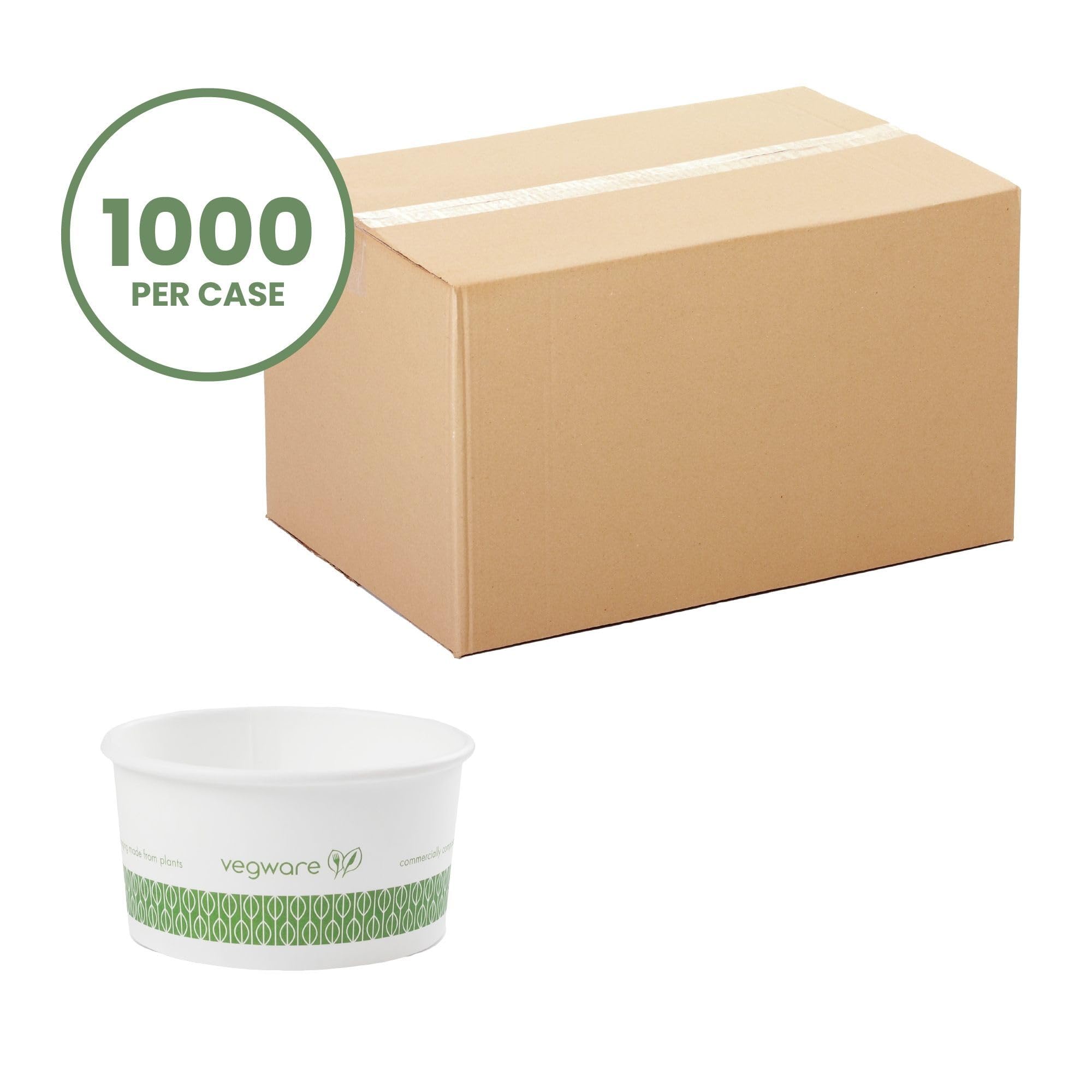 Vegware Compostable 6oz PLA Lined Paper Food Bowls - 1000 Count Case | Eco-Friendly Disposable White Round Bowls for Ice Cream, Soup & Desserts | Plant-Based & Biodegradable with Optional 90-Series Lids | Perfect for Restaurants, Cafes & Catering Events