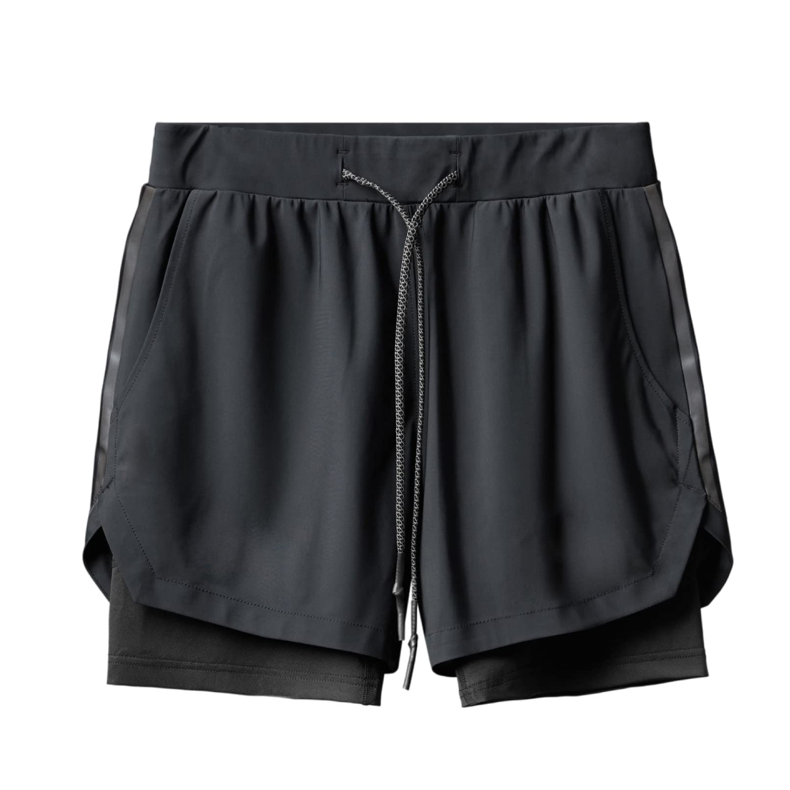 ChyJoey Men's 2-in-1 Running Shorts - Quick Dry Gym Workout & Athletic Training Shorts with Phone Pockets - Perfect for Jogging, Weightlifting and Outdoor Sports Activities
