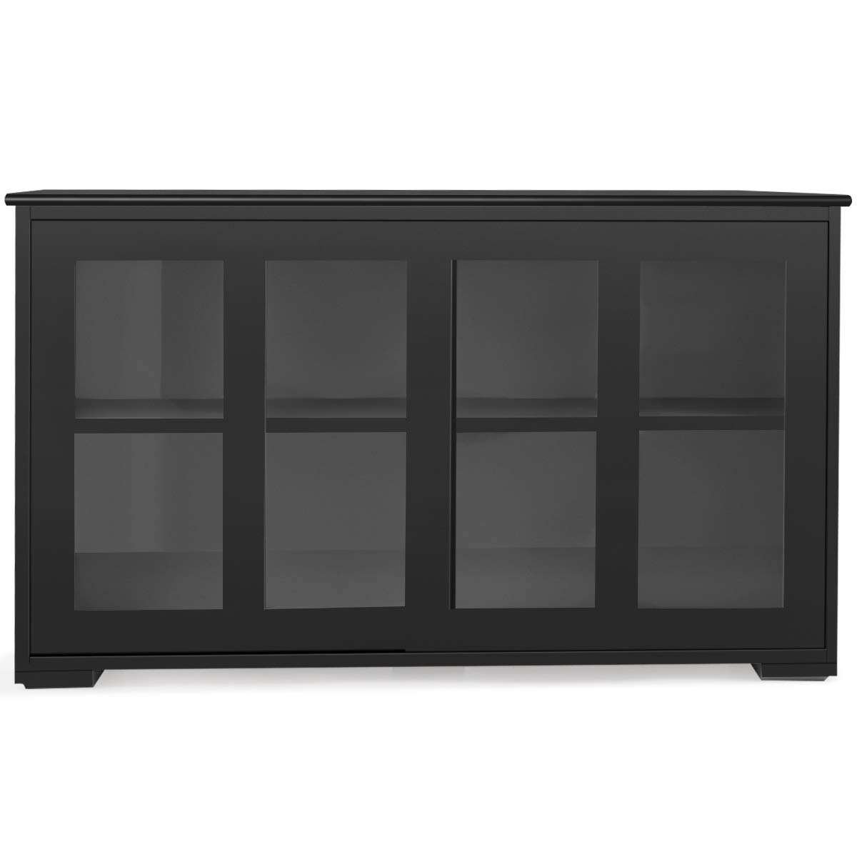 Giantex Modern Wood Buffet Sideboard with Sliding Doors - Adjustable Shelf Storage Cabinet, Kitchen Pantry Cupboard & Living Room Dining Room Console Table - Perfect for Home Storage & Entertaining (Black)