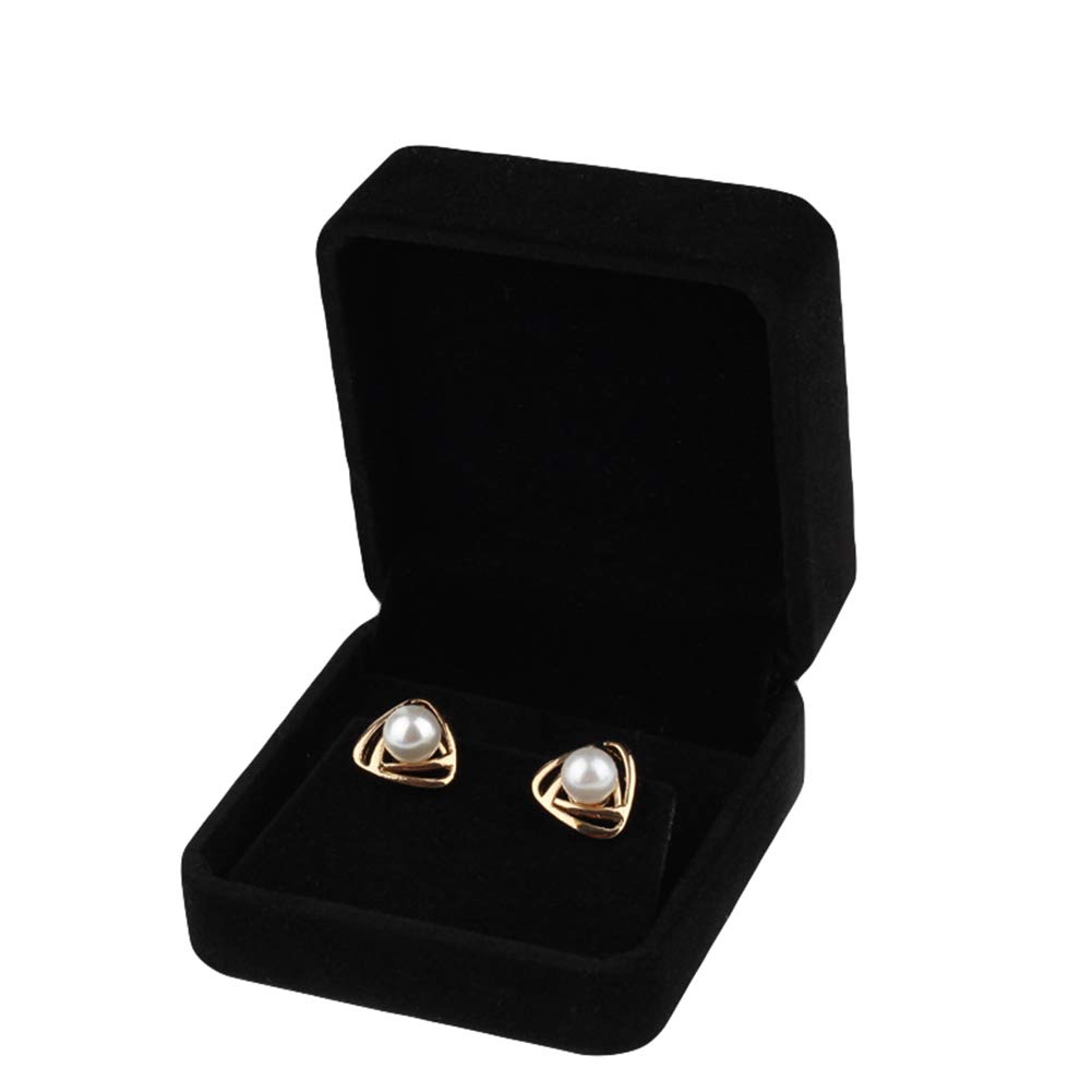 Velvet Jewelry Box for Rings Necklaces Bracelets - Elegant Black Gift Storage Display Case for Women | Perfect for Wedding, Birthday, Anniversary Gifts & Jewelry Organization