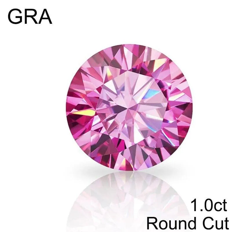 **100% Real Pink Loose Moissanite Gemstone - Lab-Created for Women's Jewelry (Round/Pear/Emerald/Oval Cut) | GRA Certified | Perfect for Engagement Rings, Wedding Bands & Fashion Jewelry**