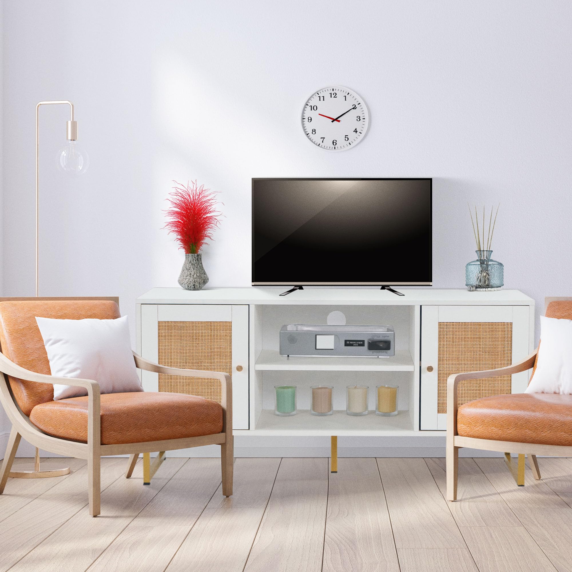 JOMEED TV Stand with Storage - Modern Entertainment Center for Living Room, Bedroom & Home Theater - Holds TVs Up to 110 lbs - Perfect for Organizing Media, Gaming Consoles & Home Decor