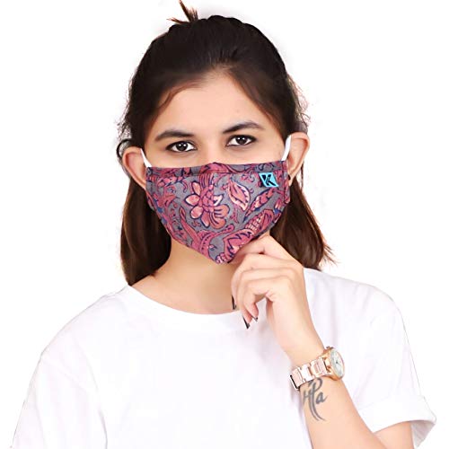 Kavach 5-Layer Reusable Washable Cotton Face Mask - Premium Breathable Antiviral Protection with Adjustable Nose Pin (Purple) | Unisex Comfort for Daily Use, Travel & Public Safety
