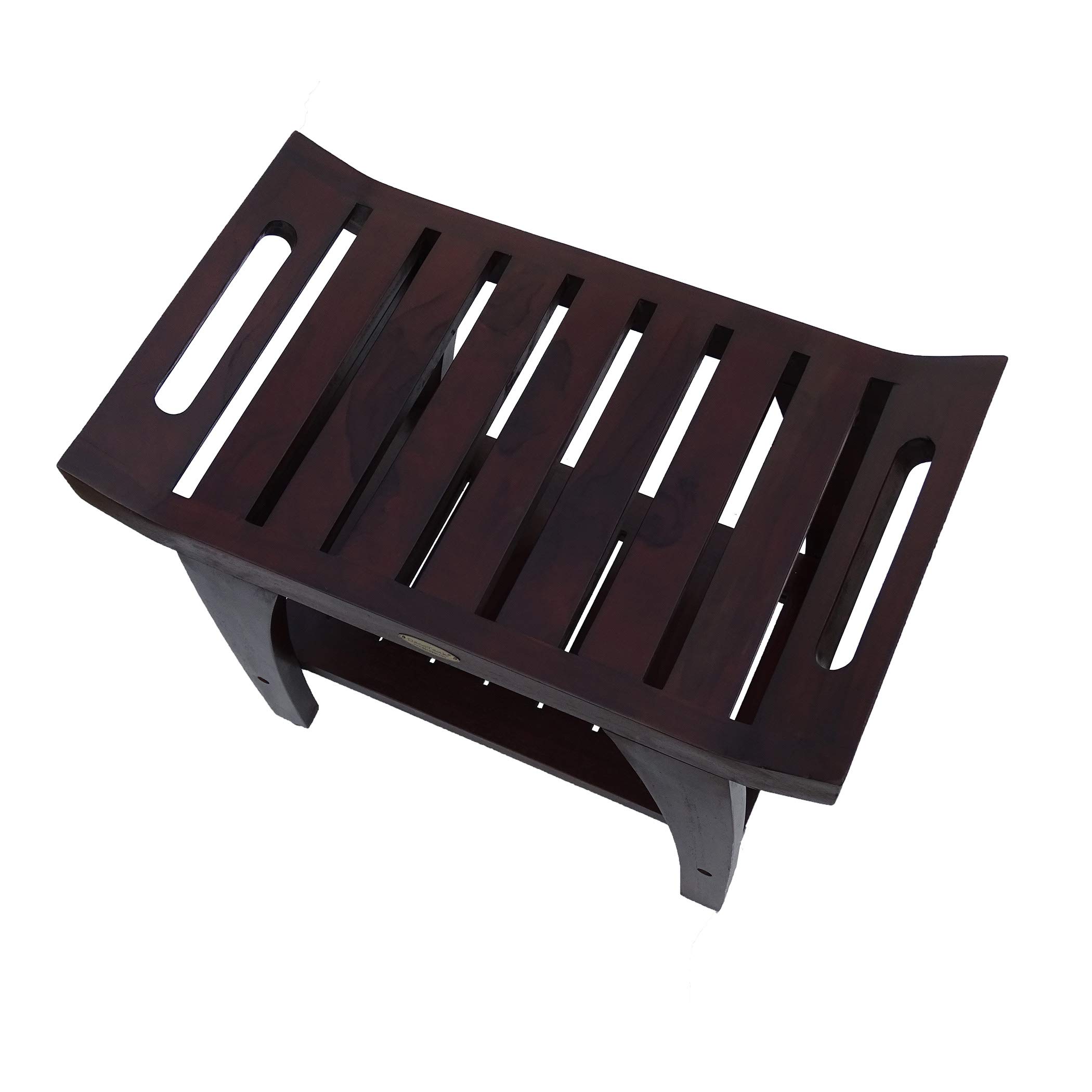 DecoTeak 24 Inch Waterproof Teak Wood Shower Bench - Non-Slip Bath Stool Seat with Storage for Bathroom Safety | Perfect for Elderly, Spa Relaxation & Bathroom Organization