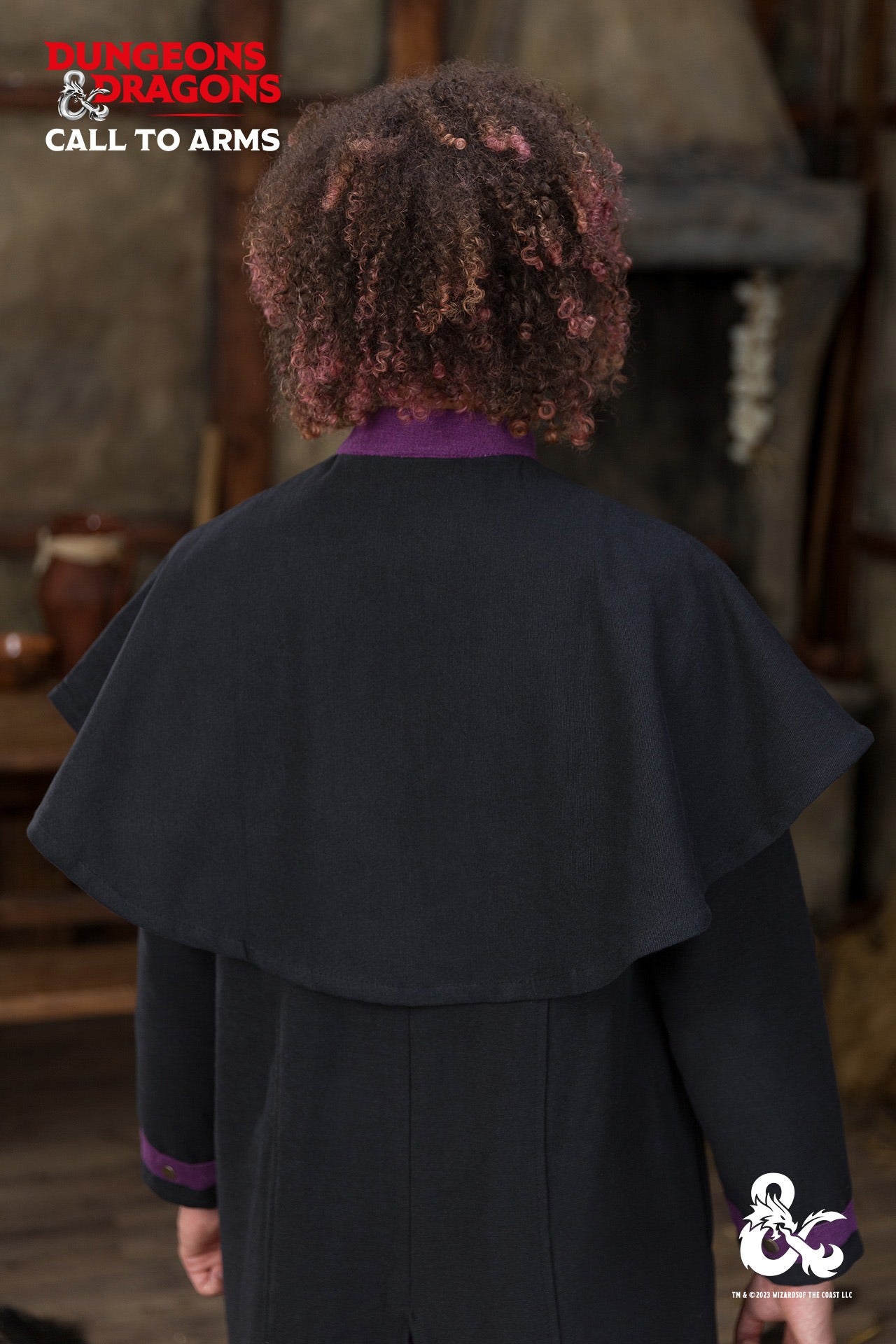 Dungeons & Dragons Warlock Cape - Black & Purple Cosplay Cloak for D&D RPG Costume | Perfect for LARP, Halloween & Fantasy Conventions