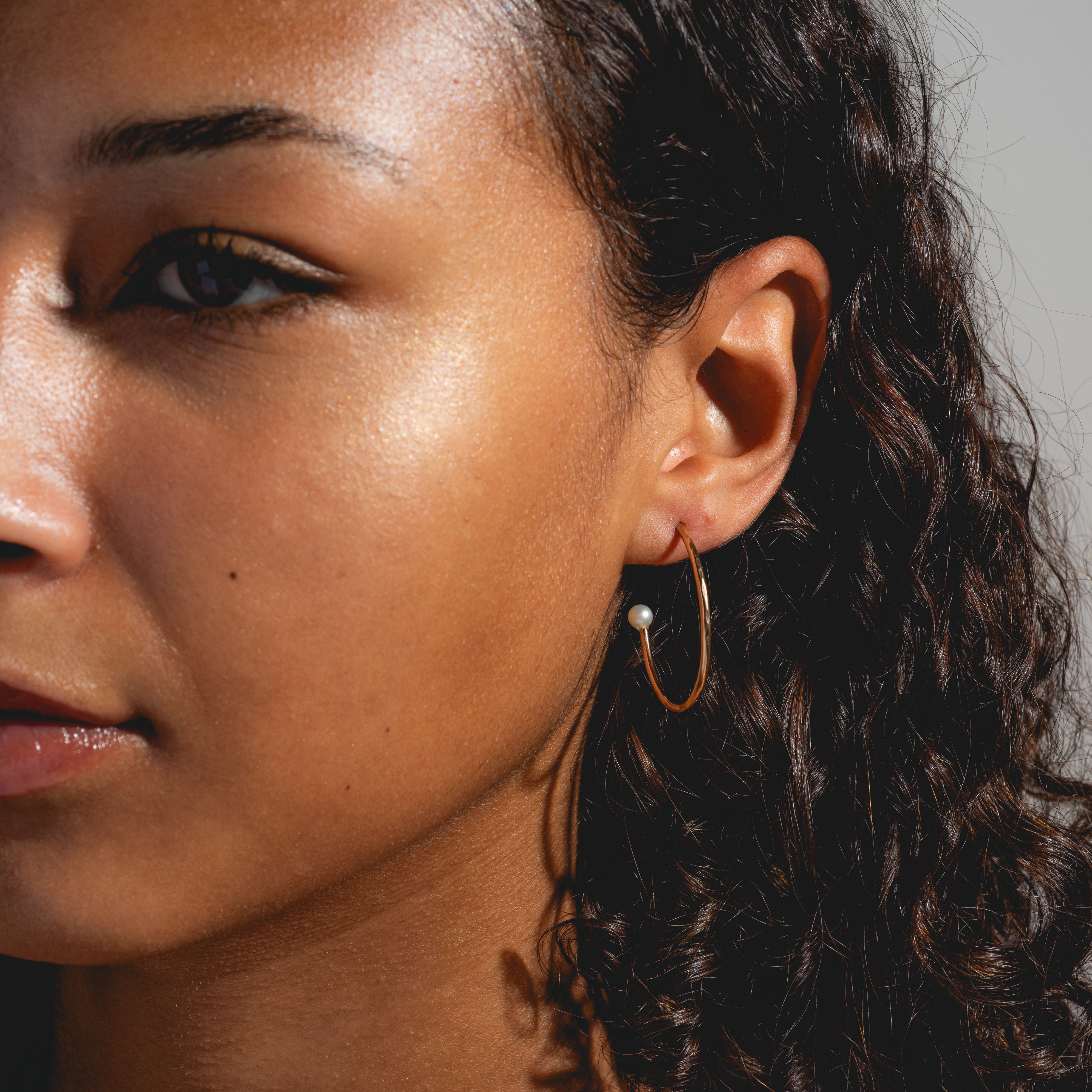 Dreamer Pearl Small Hoops - Elegant 14K Gold Plated Pearl Earrings for Women | Perfect for Everyday Wear, Date Night & Special Occasions