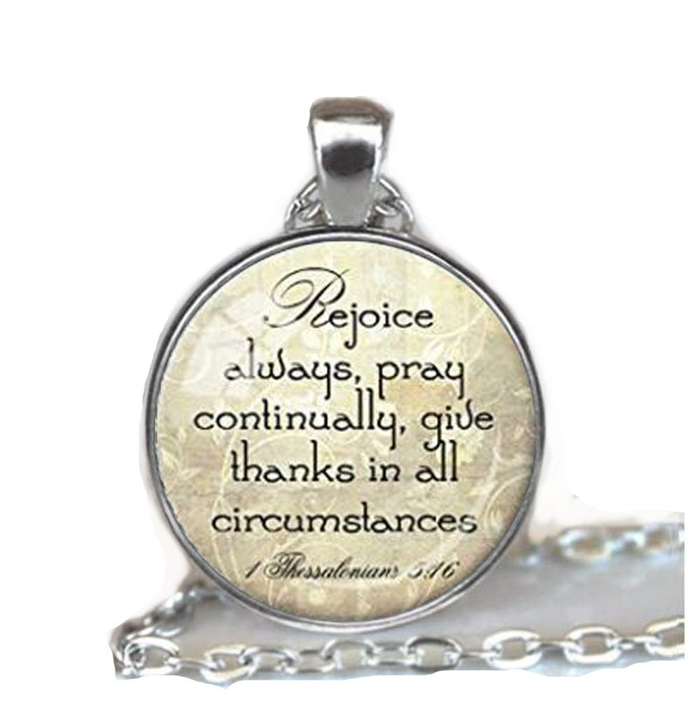 1 Thessalonians 5:16-18 Scripture Necklace - Christian Bible Verse Pendant with 'Rejoice Always' Quote - Inspirational Jewelry Gift for Women - Perfect for Church, Baptism & Daily Faith Encouragement