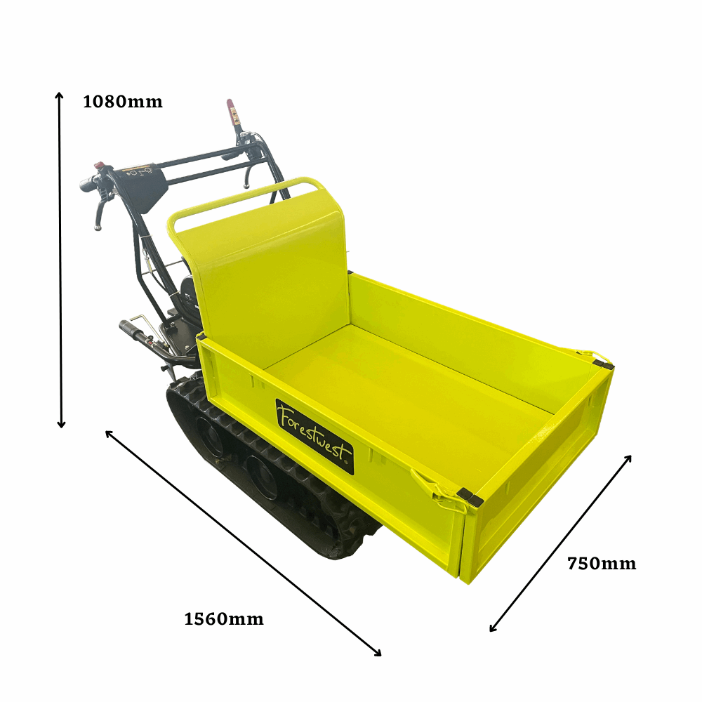 Forestwest 300KG Motorized Tracked Wheelbarrow - 6.5HP Heavy Duty Dump Cart with Manual Tipping (Model BM11078) - Perfect for Construction Sites, Landscaping & Farm Work