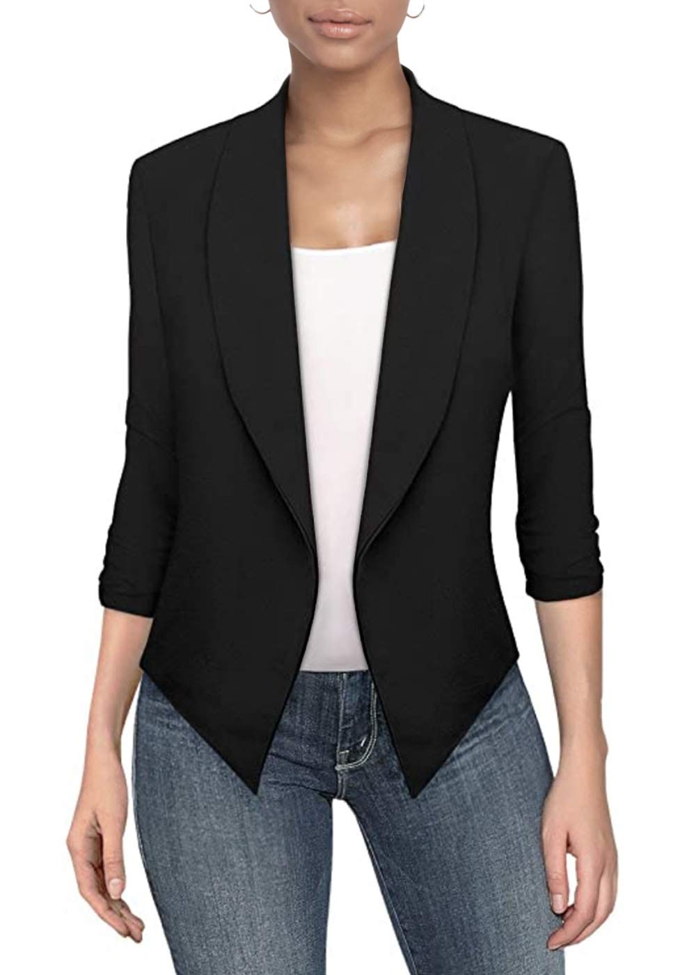 Stylish Hybrid Women's Blazer Jacket - Open Front Cardigan with Removable Shoulder Pads | Office Work & Casual Wear | Made in USA | Perfect for Business Meetings, Office Outfits & Smart Casual Occasions