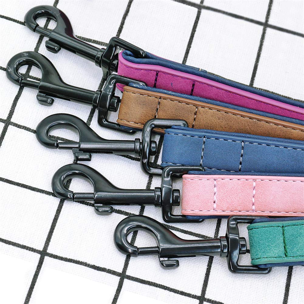 Durable 4FT Leather Dog Leash for Medium & Large Dogs - 2-Layer Padded Handle for Comfortable Walking & Training - Pink (Perfect for Daily Walks, Park Visits & Obedience Training)