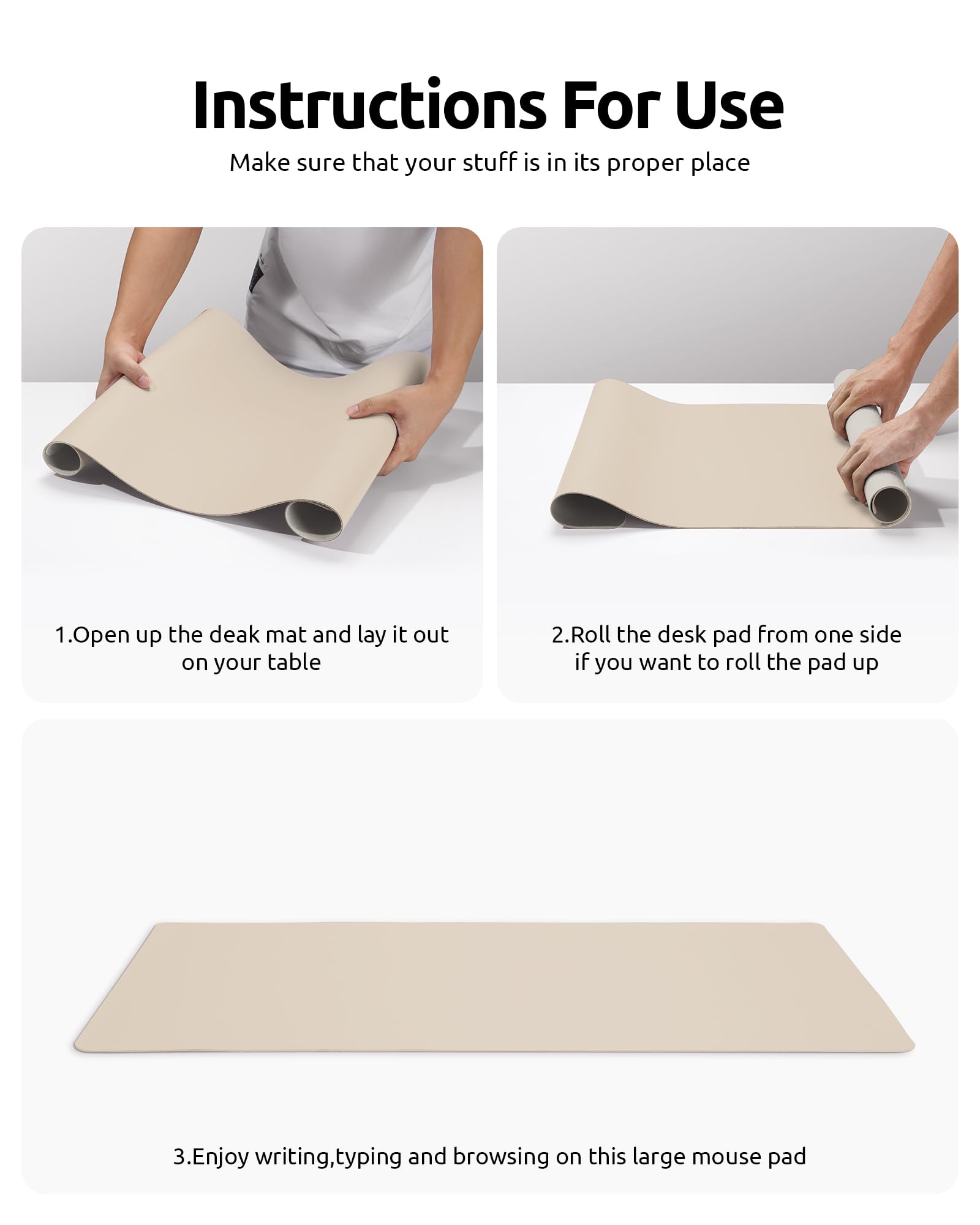 YSAGi Premium PU Leather Desk Pad Protector - Non-Slip Large Mouse Pad & Office Desk Mat (23.6