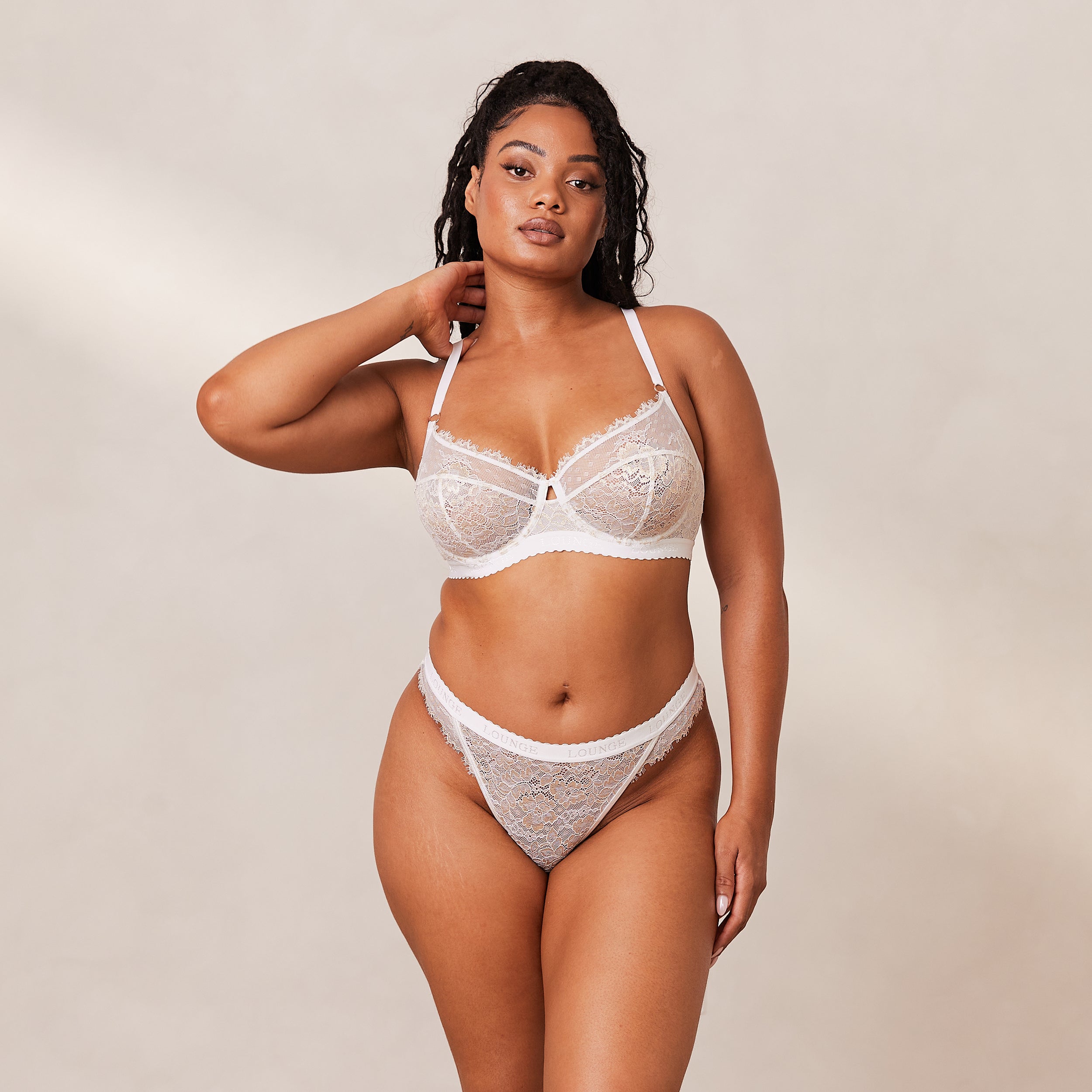 Desire Balcony Bra - Comfortable Wireless Lace Bralette for Women - Perfect for Yoga, Lounge & Everyday Wear - White
