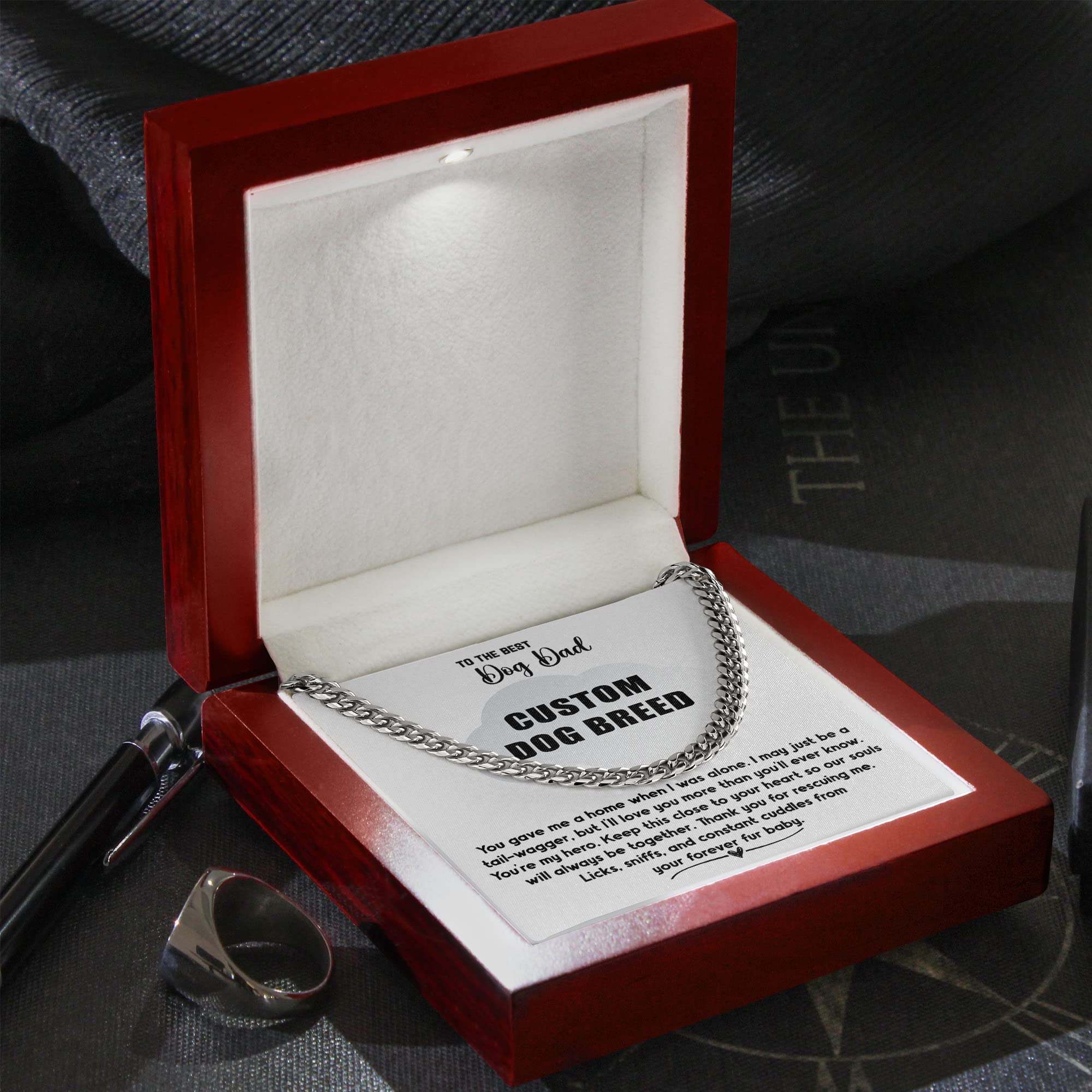 Custom 100 Dog Breeds Cuban Link Chain Necklace - Perfect Gift for Dog Lovers, Father's Day, Birthday & Christmas - Ideal for Dog Rescue Owners, Dog Dads & Pet Parents (Great for Everyday Wear, Special Occasions & Gift Giving)