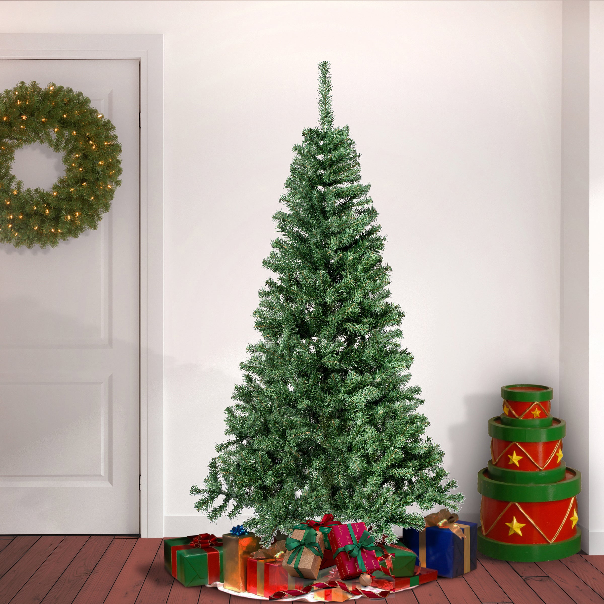6 ft. Linden Spruce Artificial Christmas Tree - Premium Potted Holiday Decor for Home, Office & Party | Perfect for Living Room, Porch & Festive Celebrations