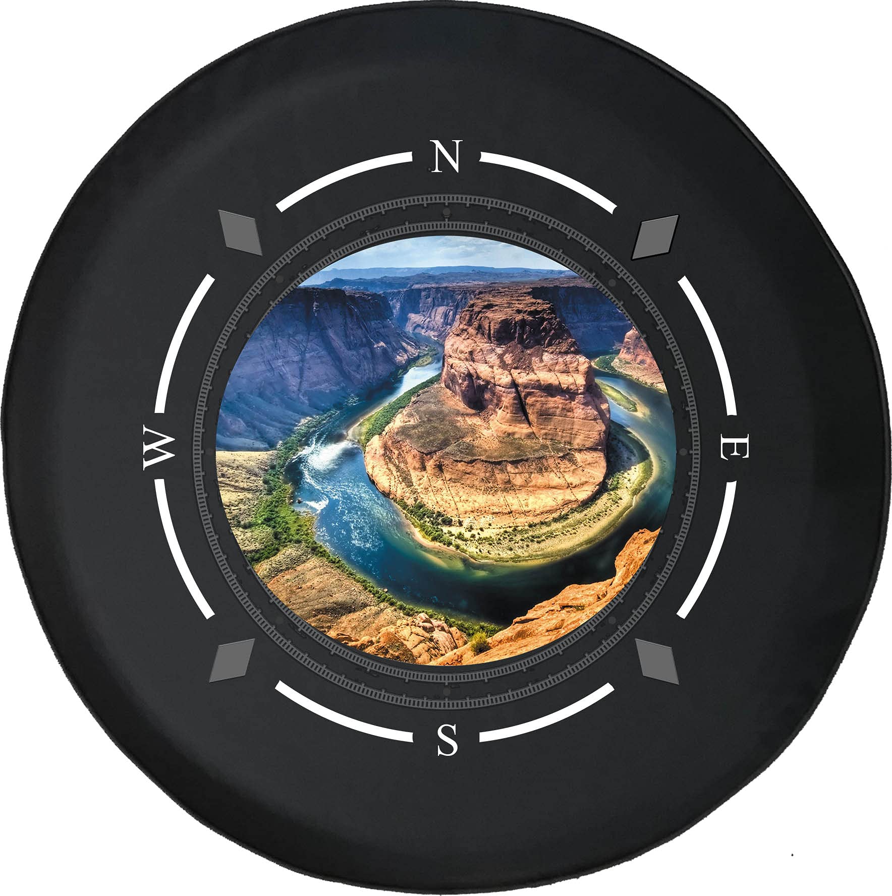 American Unlimited Spare Tire Cover with Compass Design - Fits SUV, Trailer, RV & Most Vehicles - Durable Wheel Cover for Horseshoe Bend & Grand Canyon Adventures