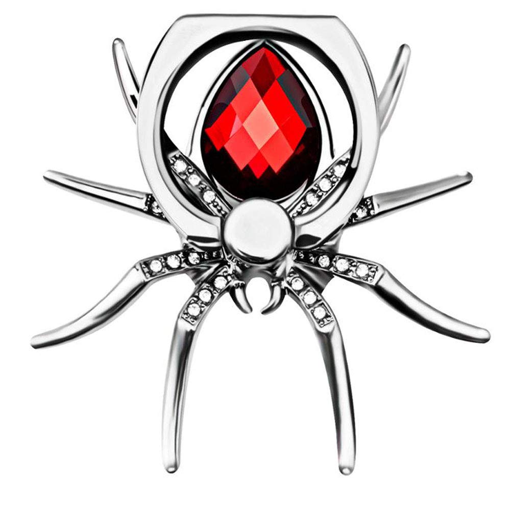 360° Rotating Metal Phone Finger Stand with Diamond Design - Spider Ring Holder for Mobile Phones (Red) | Perfect for Watching Videos, Gaming & Hands-Free Calling