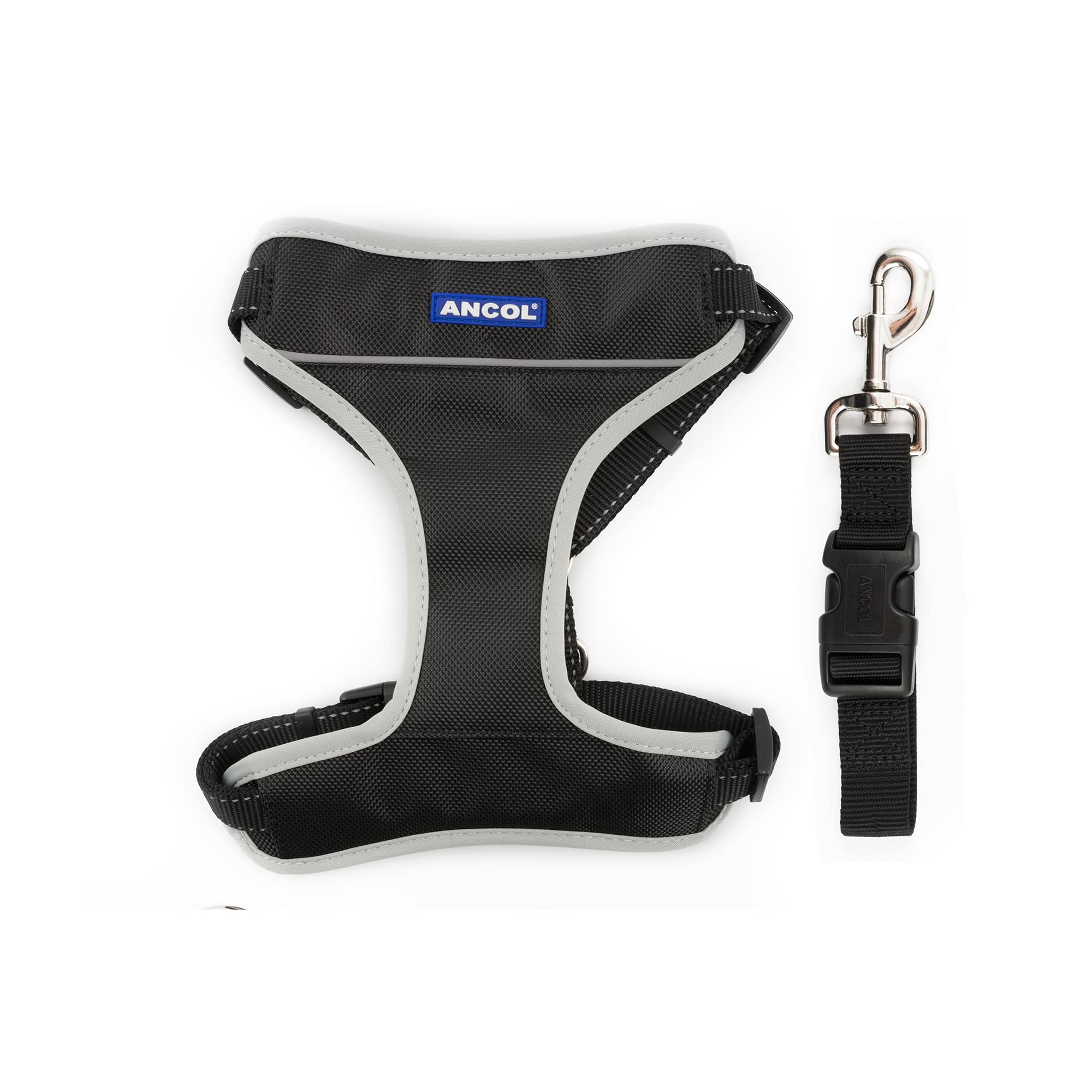 Best Adjustable Travel Dog Harness for Large Dogs (68-116cm) - Black - Perfect for Hiking, Camping & Outdoor Adventures