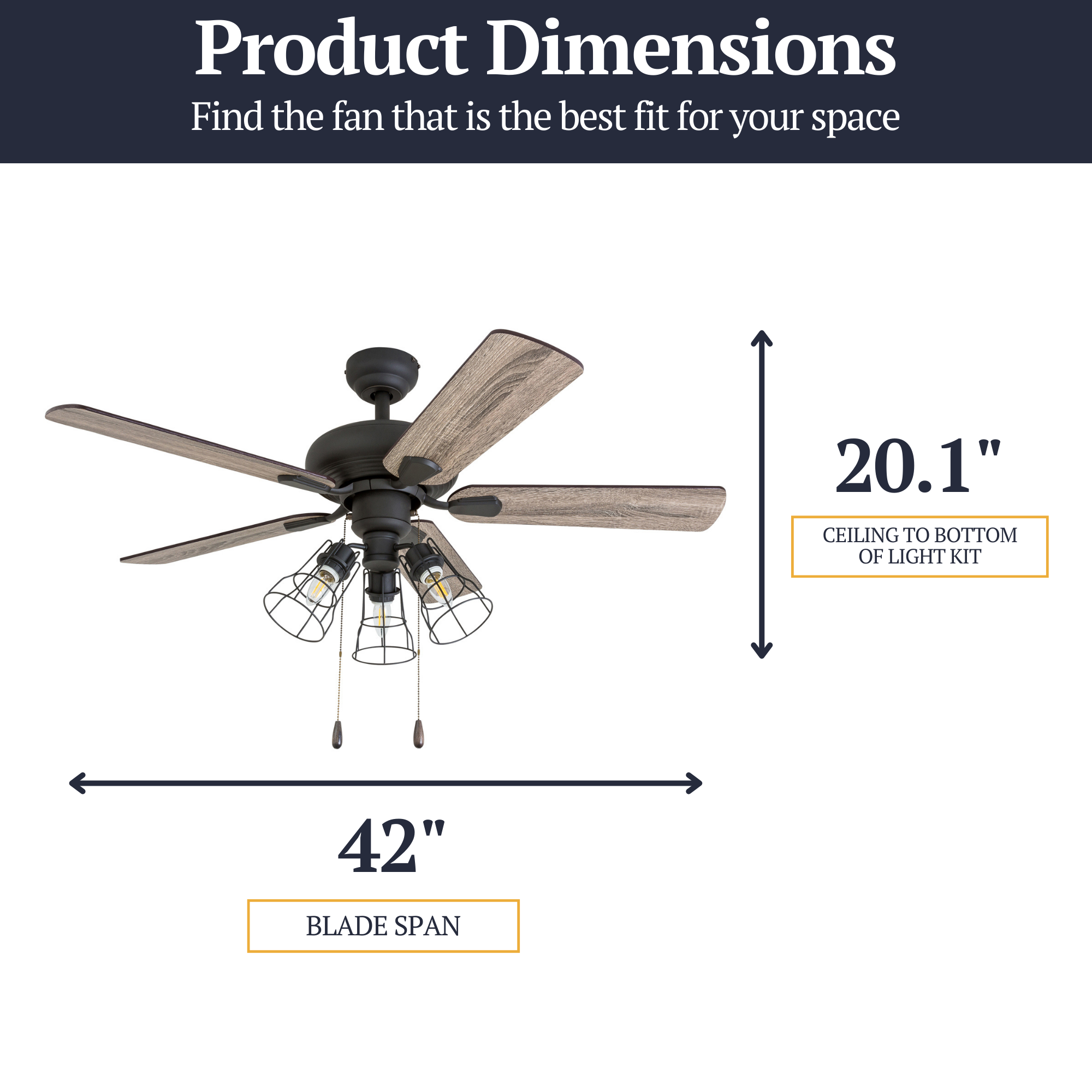 42 Inch Madison County Bronze Remote Control Ceiling Fan with Light Kit - Perfect for Living Room, Bedroom, and Outdoor Patio Cooling