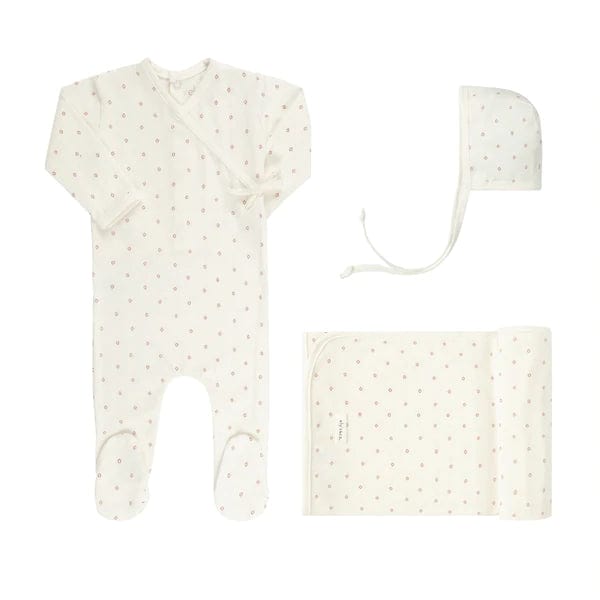 Elys & Co Cotton Diamond Collection Baby Gift Box with Bonnet - Newborn 1 Month Size - Perfect for Baby Showers, Christenings & First Birthday Gifts