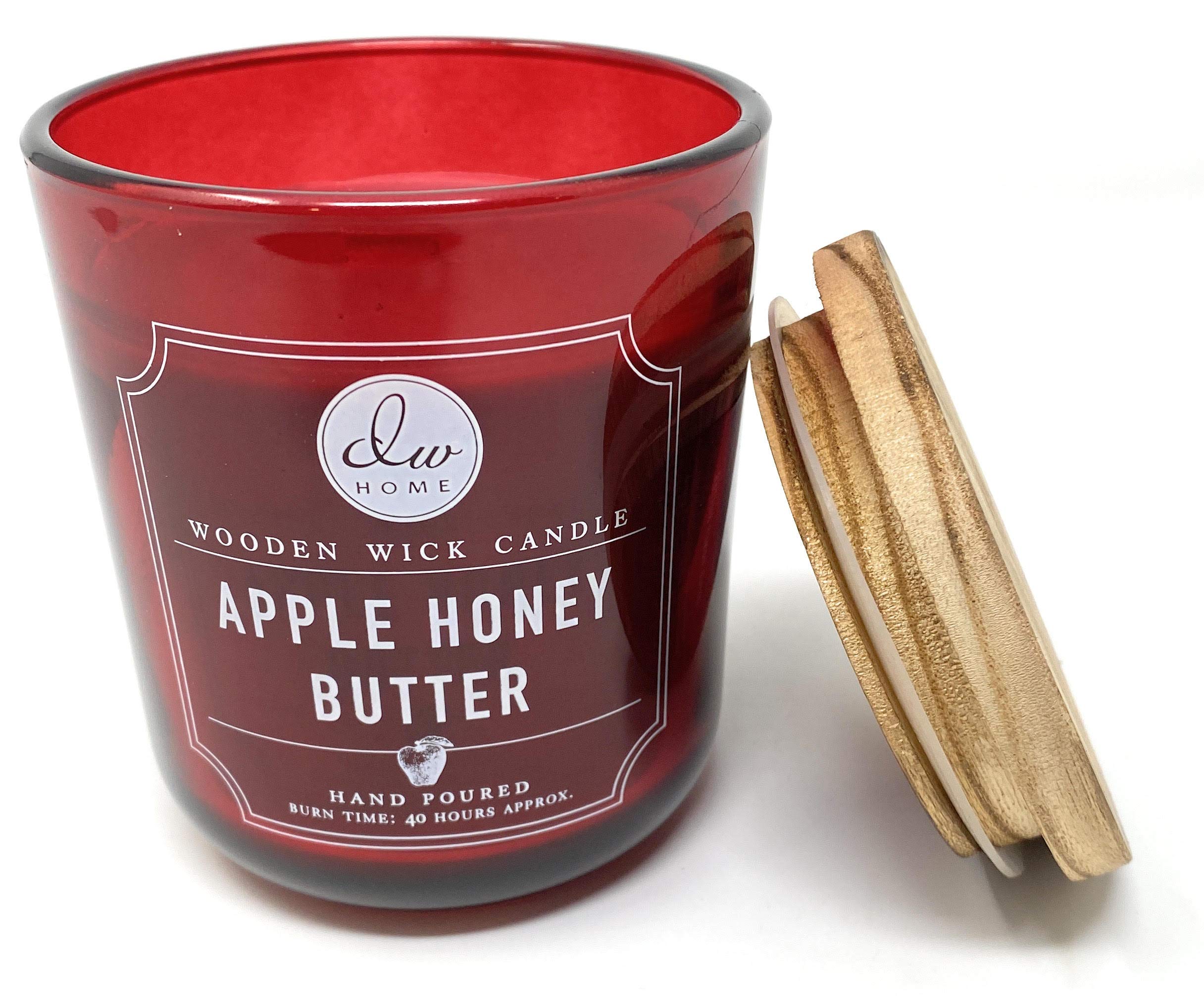 DW Home Apple Honey Butter Scented Candle - 11.5 oz with Wooden Wick & Rustic Wooden Lid - Perfect for Cozy Home Decor, Relaxation & Aromatherapy