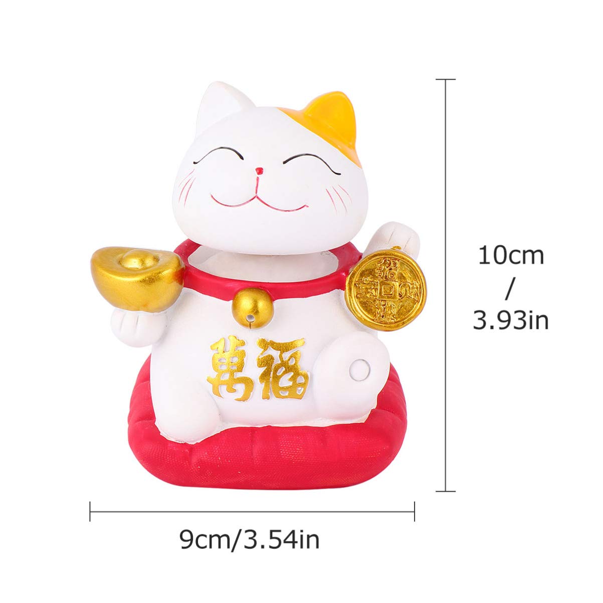 Lucky Fortune Cat Statue - Resin Maneki Neko Sculpture for Home Decor, Office Desk, Car Dashboard & Gift Giving | Japanese Beckoning Cat Figurine for Good Luck & Wealth