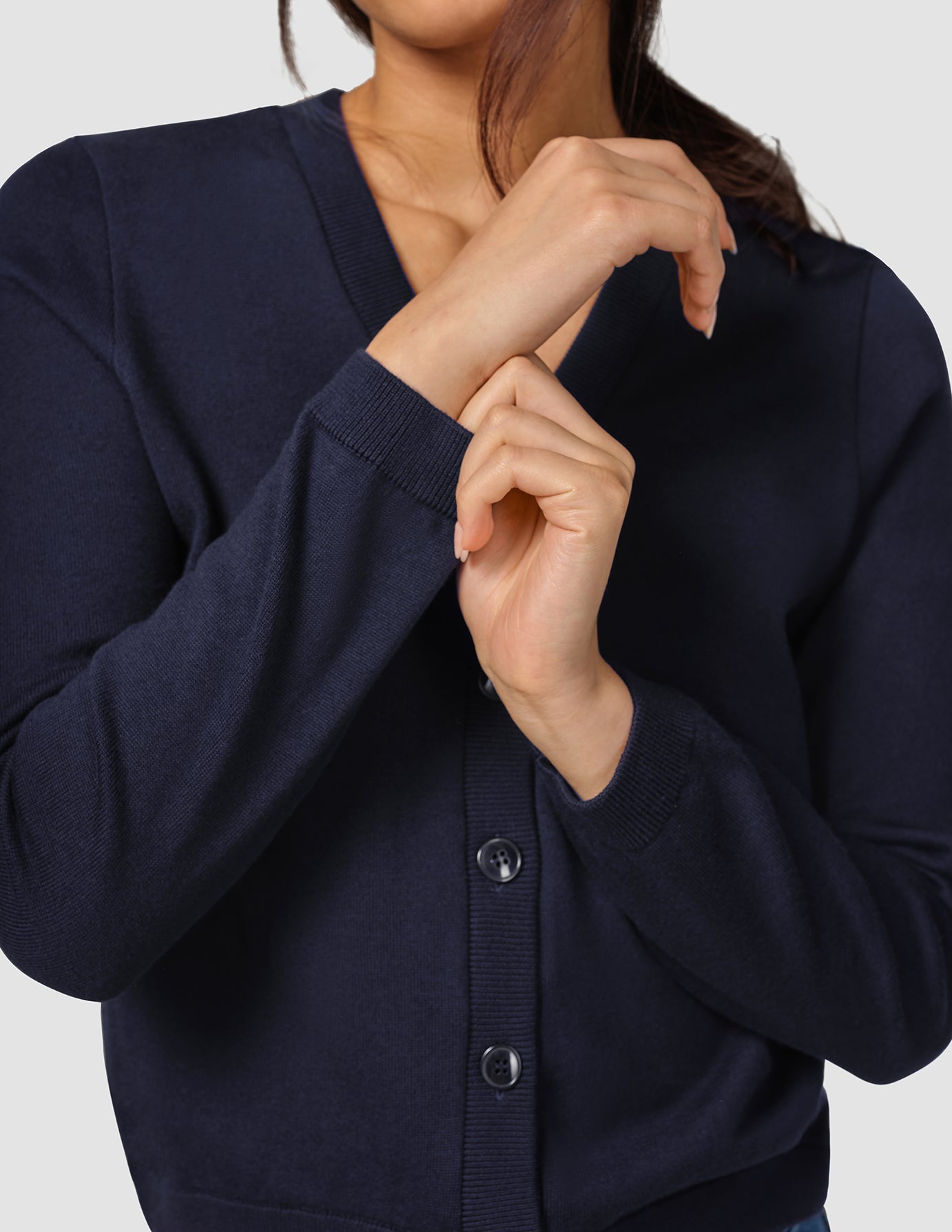 Premium Fine Knit Cardigan for Women - Soft & Cozy Navy Blue Sweater - Perfect for Office, Casual Outfits & Layering in Fall & Winter