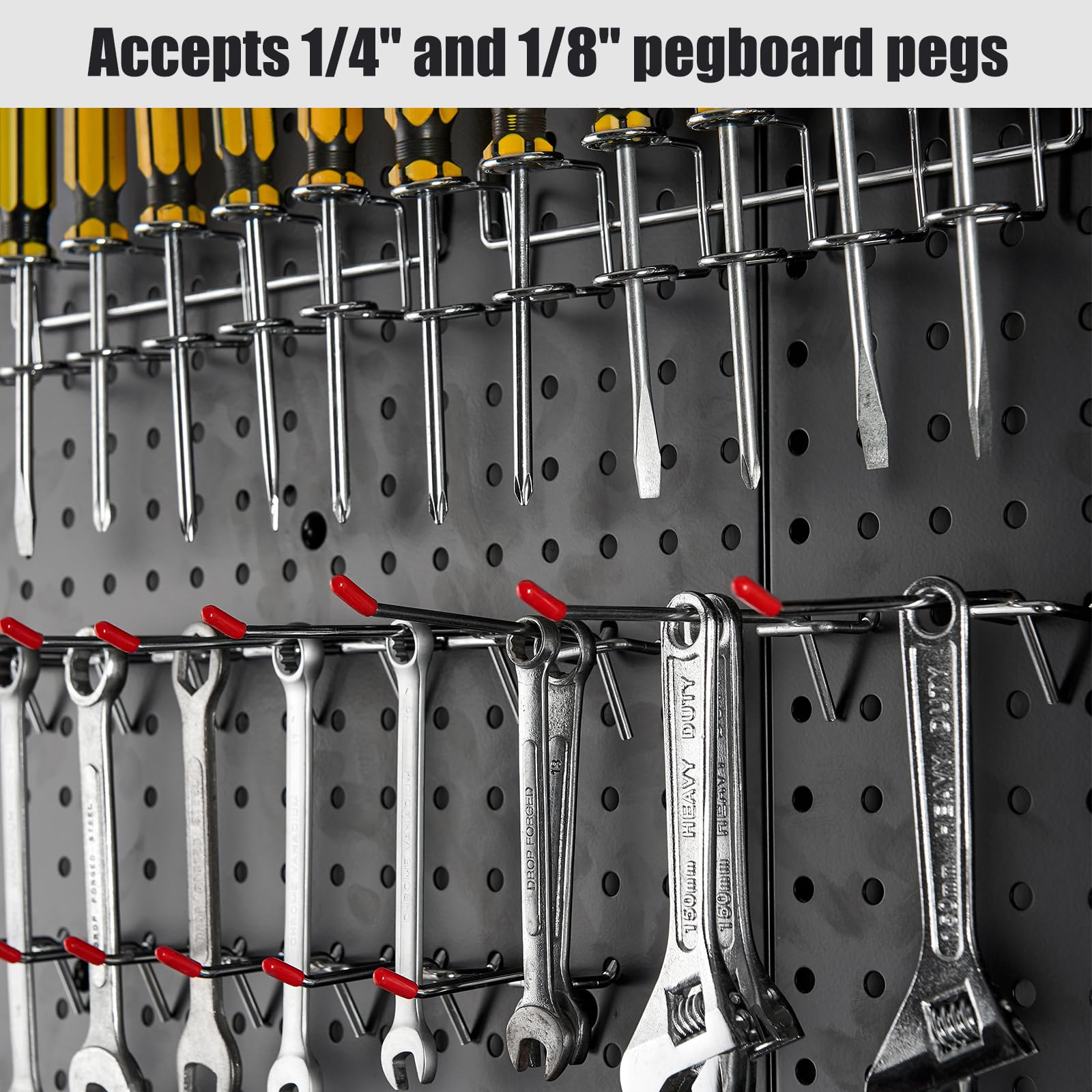 16x16 Inch Pegboard Wall Organizer Panels - 2 Pack Black Metal Peg Board for Tool Storage & Workshop Organization | Garage, Shed, Workbench & DIY Projects