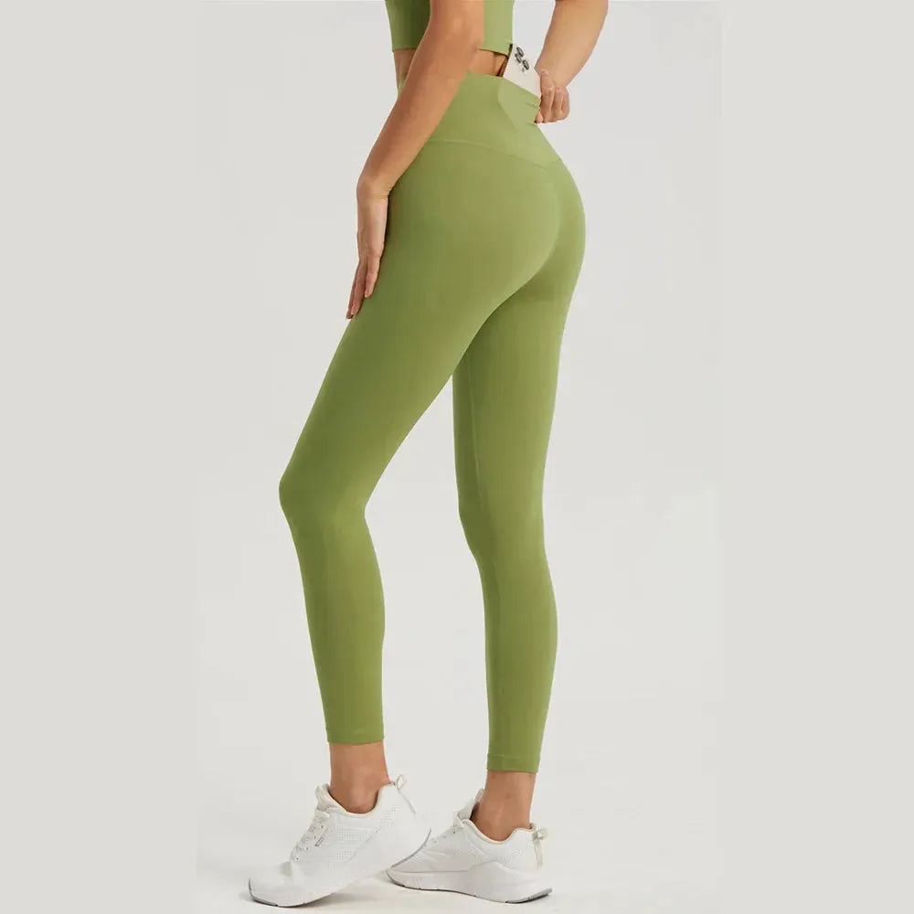 Vnazvnasi Women's High Waist Sports Leggings - Skin-Friendly Fabric, Anti-Curl Design with Inner Pocket - Perfect for Running, Yoga & Climbing Workouts