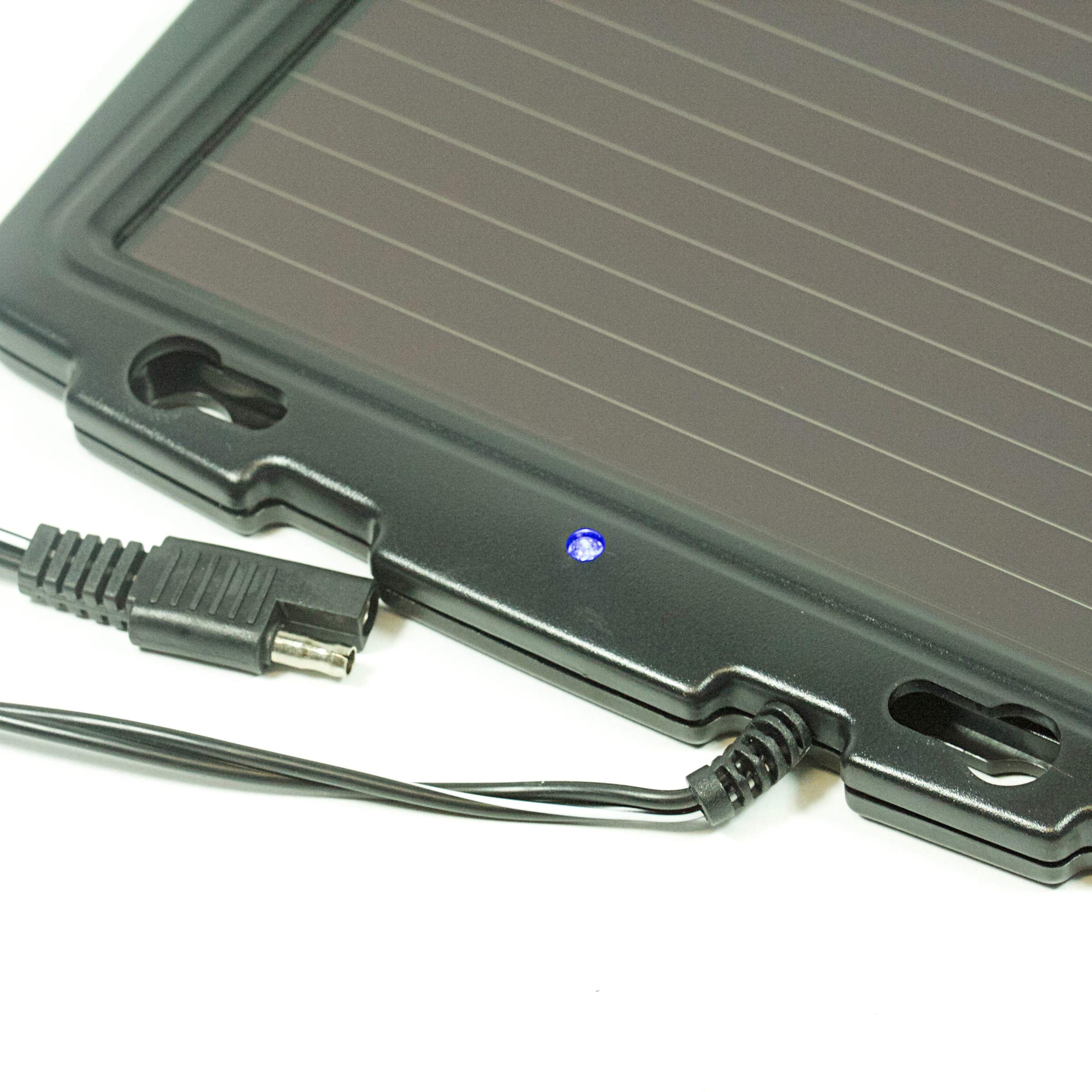 Solar-Powered Car Battery Charger 12V - Portable Auto Battery Maintainer & Trickle Charger for Cars, Trucks, RVs, Boats - Weatherproof Black Design - Perfect for Emergency, Storage & Long-Term Vehicle Maintenance