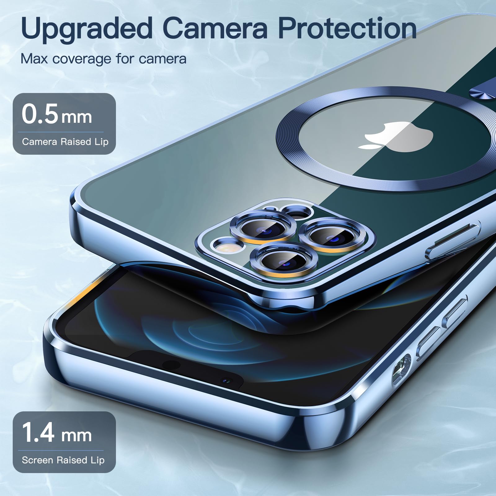 JETech Soft Clear Case for iPhone 12 Pro 6.1-Inch - Shockproof TPU Phone Cover with Full Camera Protection & MagSafe Wireless Charging Compatibility (Blue) | Perfect for Everyday Use, Travel & Outdoor Activities