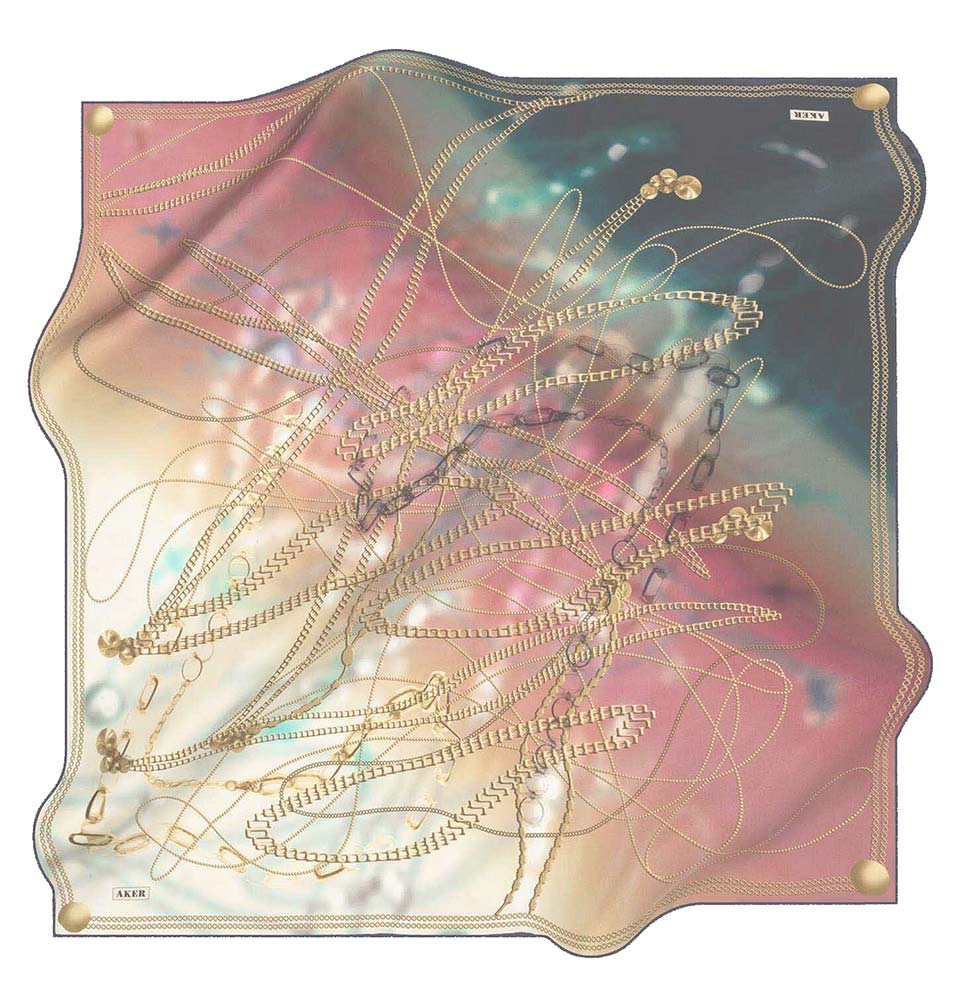 Aker Silk Cotton Patterned Square Scarf #8059 421 - Stylish Fashion Accessory for Women, Perfect for Office, Party & Travel Outfits