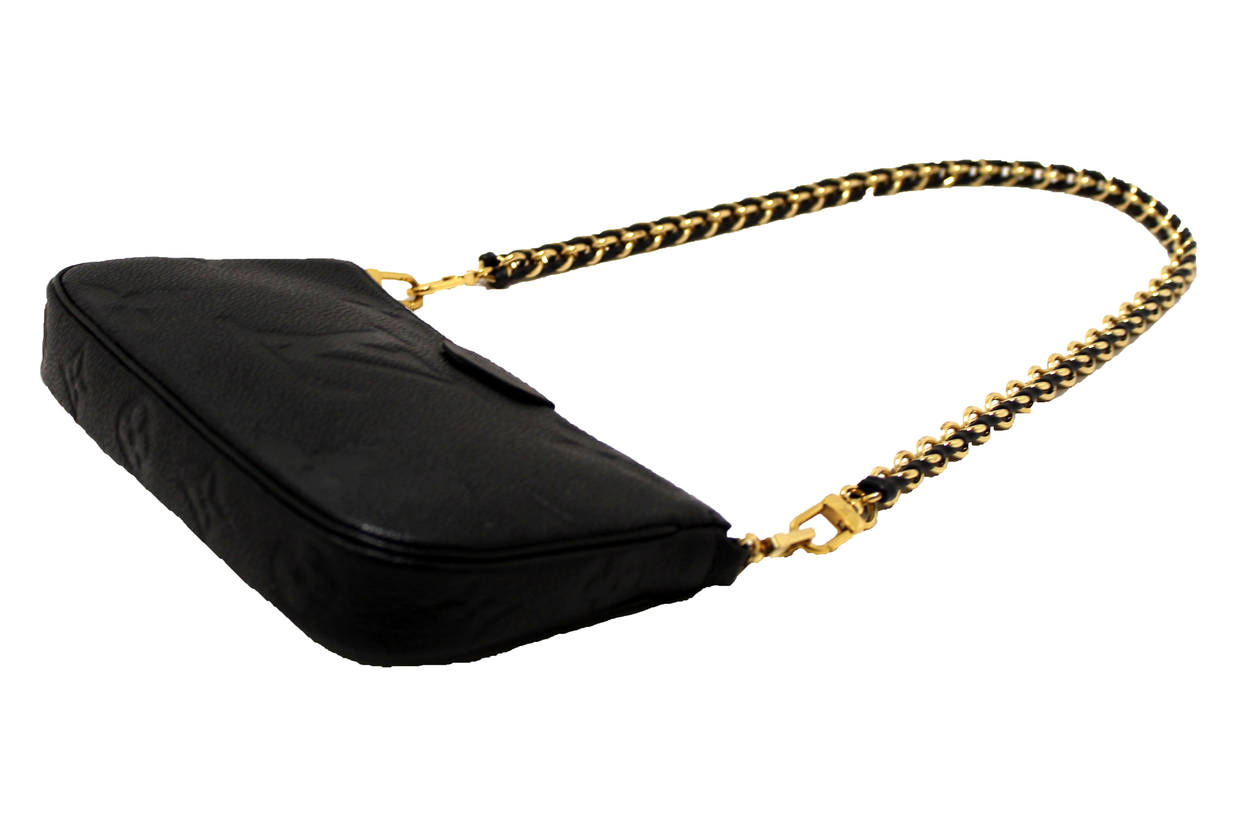 Authentic Louis Vuitton Black Monogram Empreinte Leather Pochette Shoulder Bag for Women | Luxury Crossbody Purse | Perfect for Date Night, Travel & Everyday Use