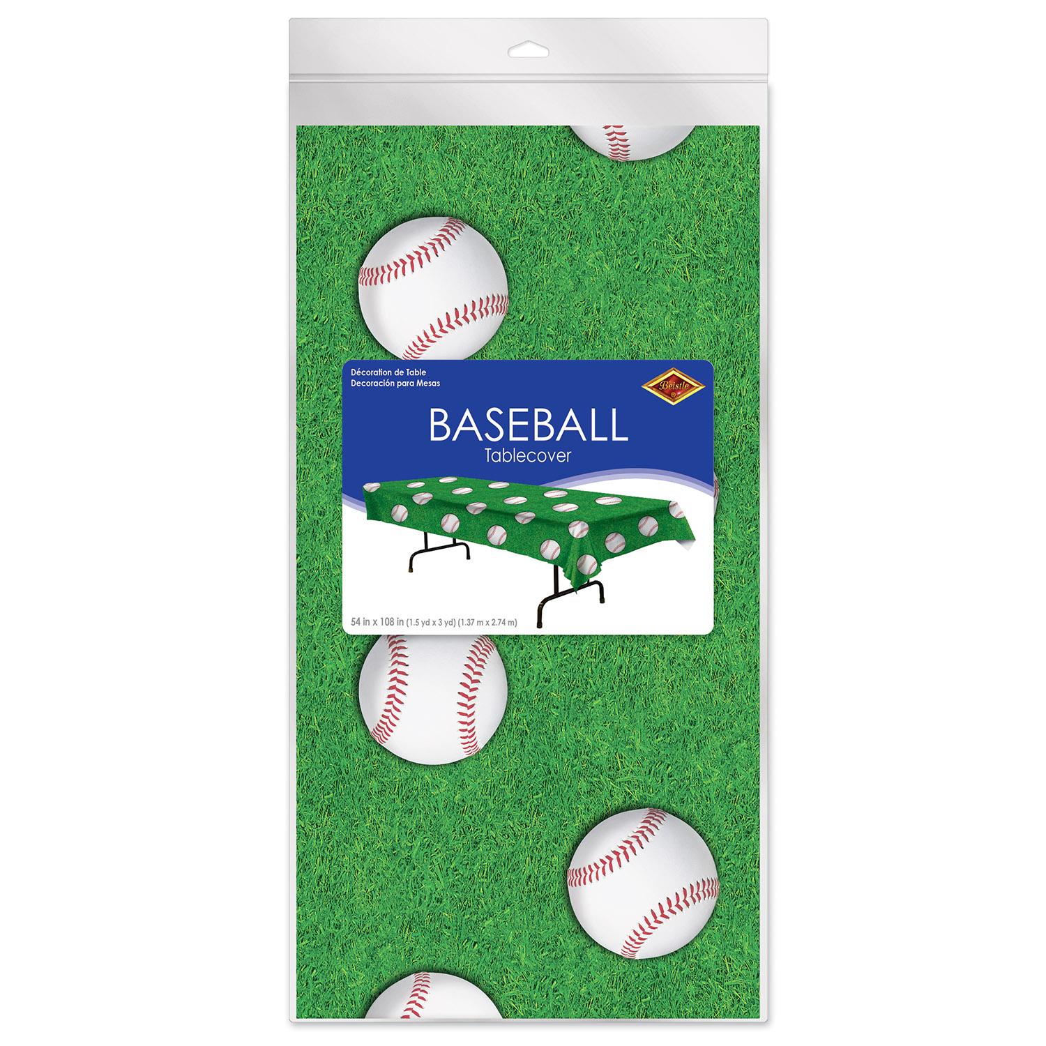 12 Pack Beistle Baseball Party Table Covers - Premium Plastic Tablecloths for Baseball Themed Birthday, Game Day & Sports Events Decorations