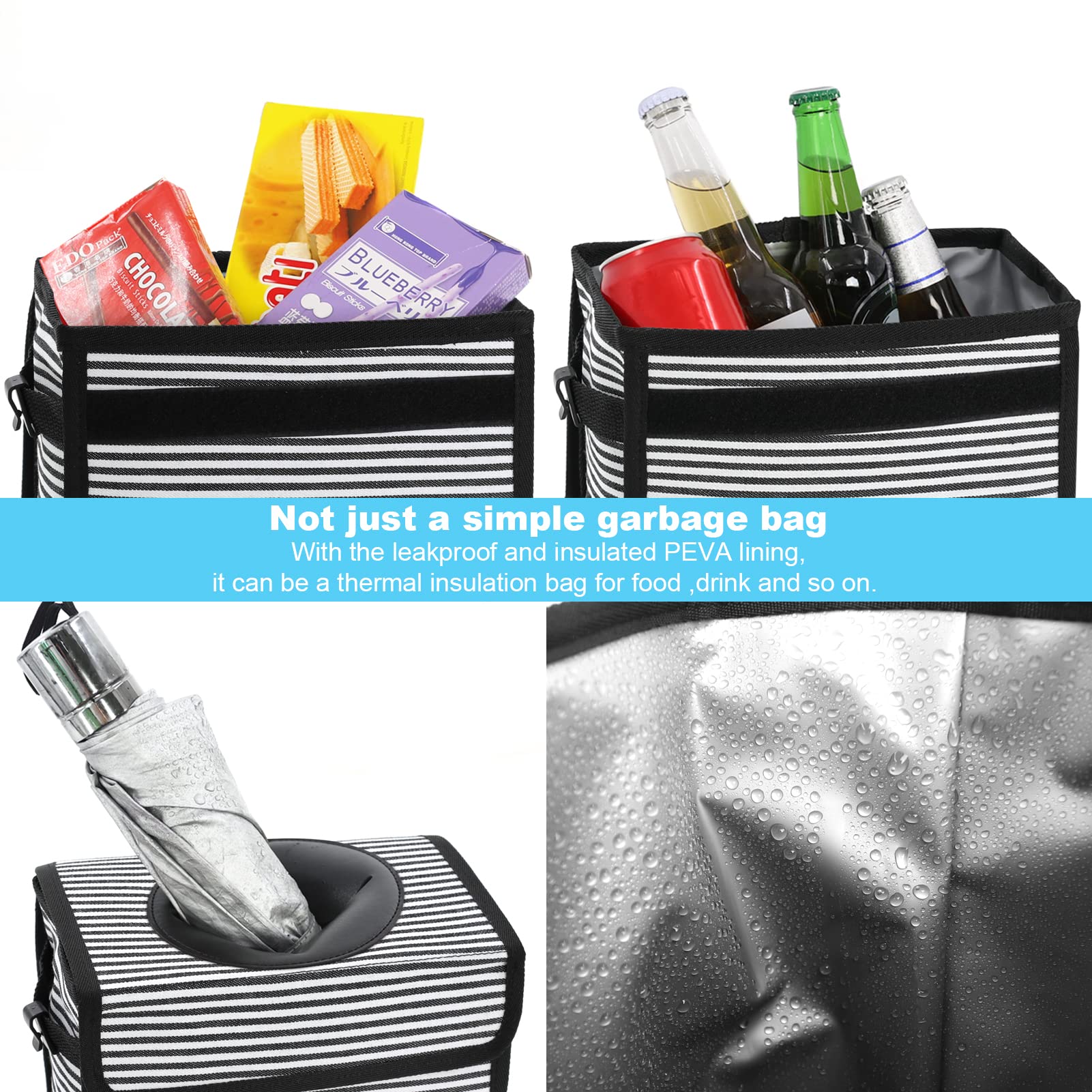 Leak-Proof Waterproof Car Trash Can with Lid - Collapsible Hanging Garbage Bag for SUV & Front Seat | Portable Car Organizer with Storage Mesh Pocket | Ideal for Road Trips, Commuting & Family Travel