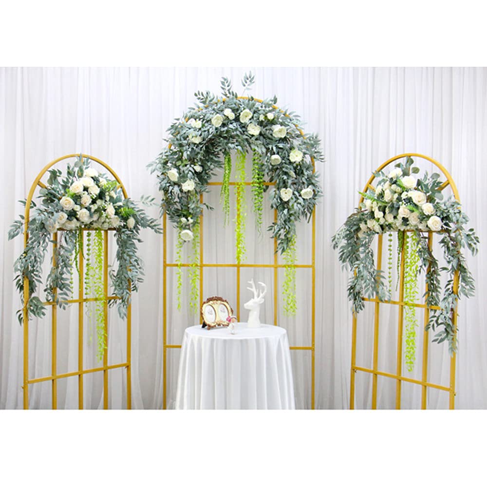 3.9x6.5FT Gold Wedding Arch Backdrop with Flower Stand - Metal Arched Balloon Arch Kit for Wedding Decorations, Garden Parties & Climbing Plant Displays - Perfect for Outdoor Ceremonies, Reception Decor & Photo Backdrops