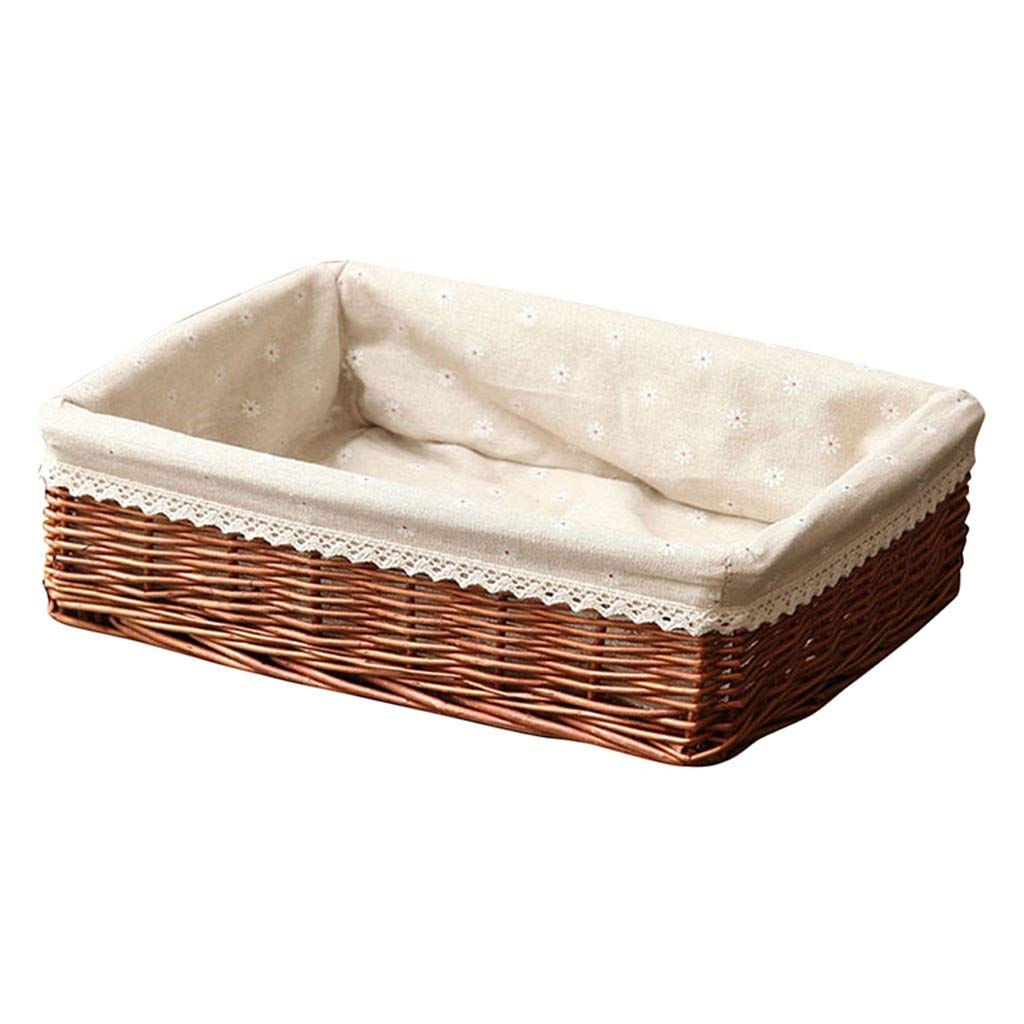 Handmade Wicker Storage Basket - Natural Bread & Fruit Basket for Kitchen, Dining Table, Office Desk | Perfect for Organizing Food, Candy, Sundries & Home Decor | Rustic Farmhouse Style Home Storage Solution