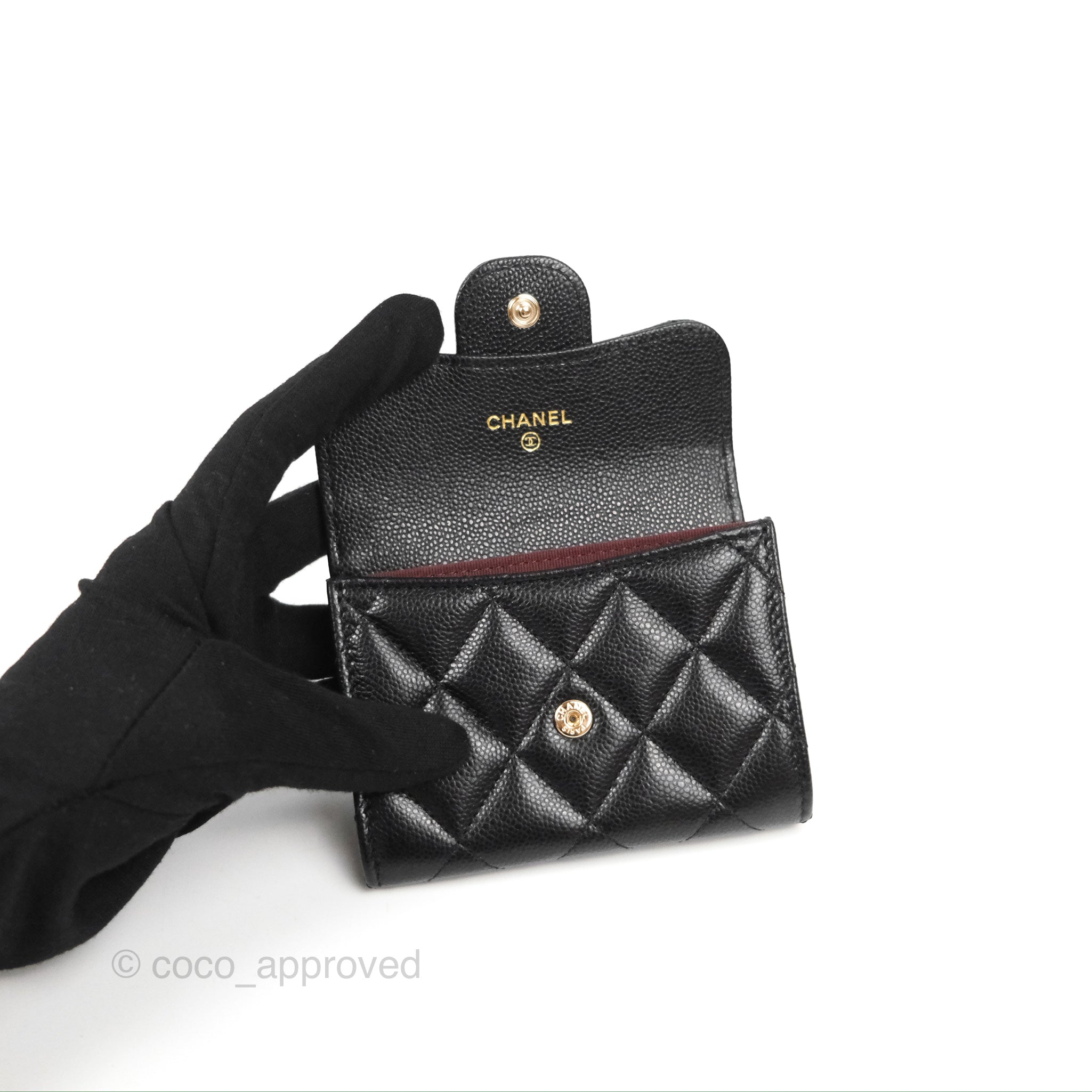 Chanel Classic Flap Coin Purse - Black Caviar Leather with Gold Hardware | Luxury Compact Wallet for Women | Perfect for Everyday Use & Special Occasions
