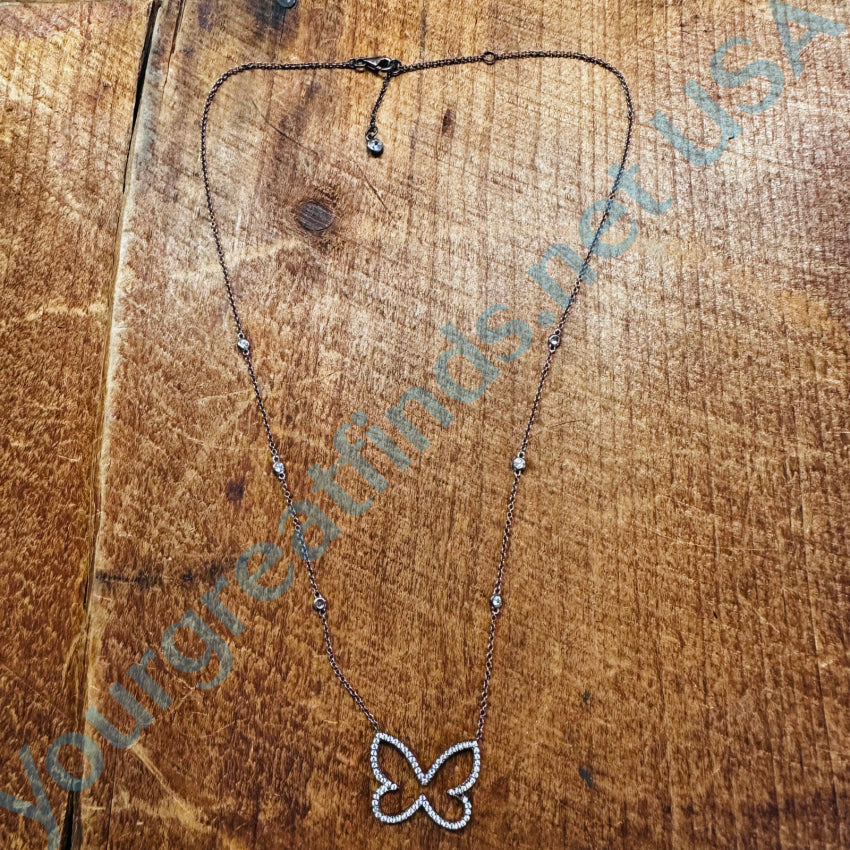 Sterling Silver & Cubic Zirconia Butterfly Pendant Necklace - Elegant Jewelry Gift for Women, Perfect for Valentine's Day, Anniversary & Special Occasions