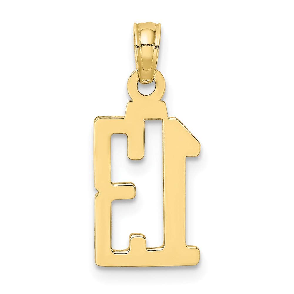 10K Yellow Gold Milestone Anniversary Birthday Number 13 Charm Pendant - Elegant Block Style Small Jewelry Gift for Women, Perfect for 13th Birthday, Anniversary & Special Occasions
