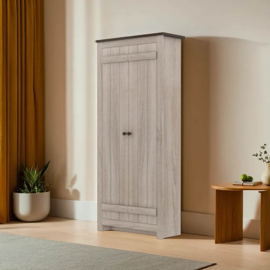 Dutton Tall Rustic Shoe Cabinet - Solid Wood Entryway Storage Organizer for Shoes, Boots & Accessories | Perfect for Hallway, Mudroom & Small Space Organization