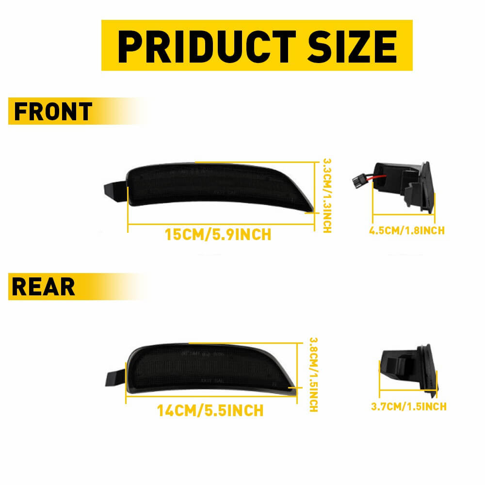 Smoke LED Side Marker Lights for 2016-2022 Mazda Miata MX-5 - Front & Rear Bumper Replacement - Enhance Visibility & Style for Night Driving and Car Shows