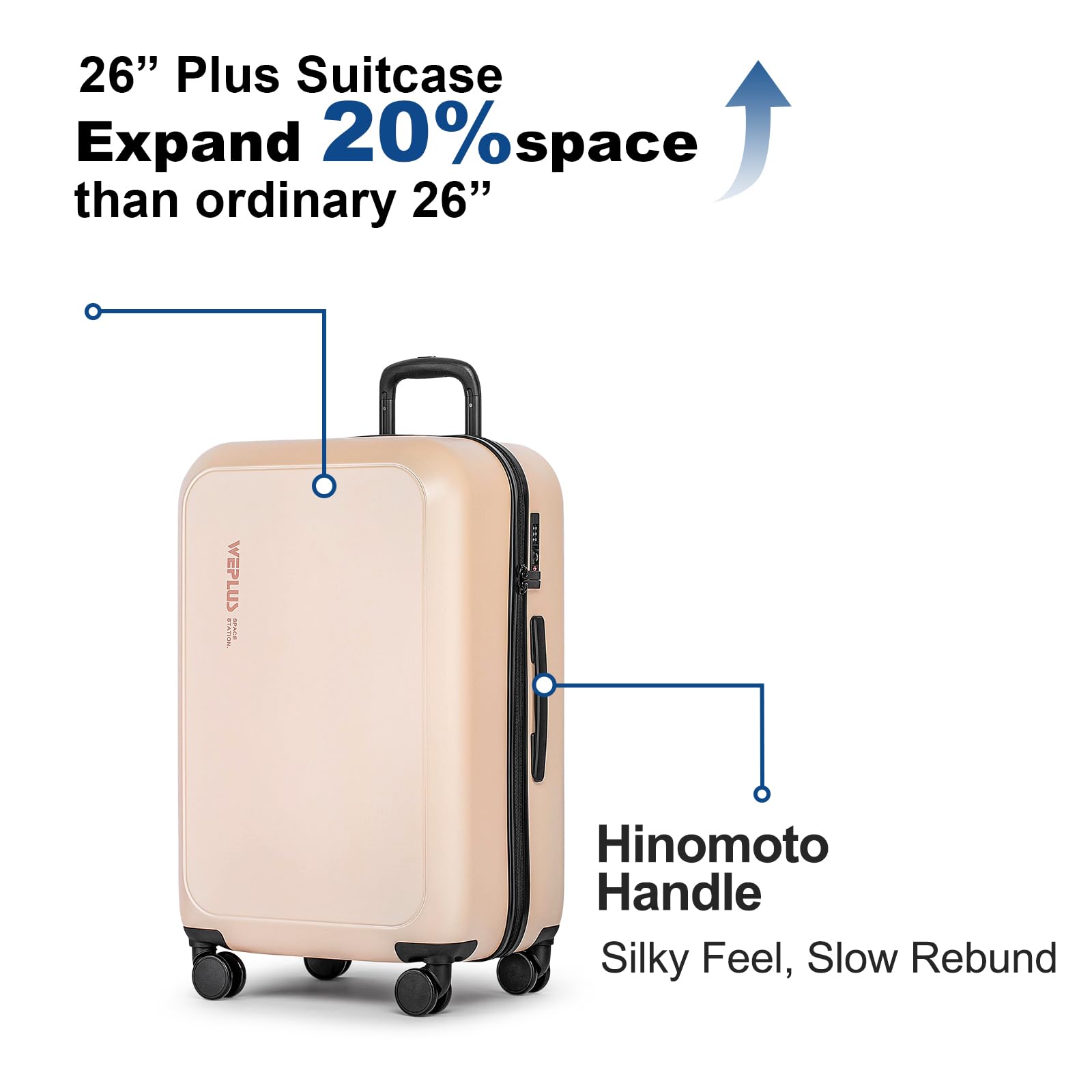KYME 26 Inch Hardshell Spinner Luggage - 100% Polycarbonate Checked Suitcase with 360° Wheels, TSA Lock & Lightweight Design - Pink Travel Luggage for Women (Perfect for International Flights & Business Trips)