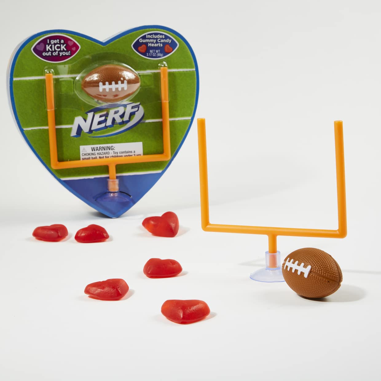 Frankford Candy Nerf Football Heart Shaped Chocolate Box - 3.17oz Sports-Themed Valentine's Day, Birthday & Father's Day Gift for Dad, Grandpa, Teachers & Coaches - Perfect for Game Day, School Events & Holiday Celebrations