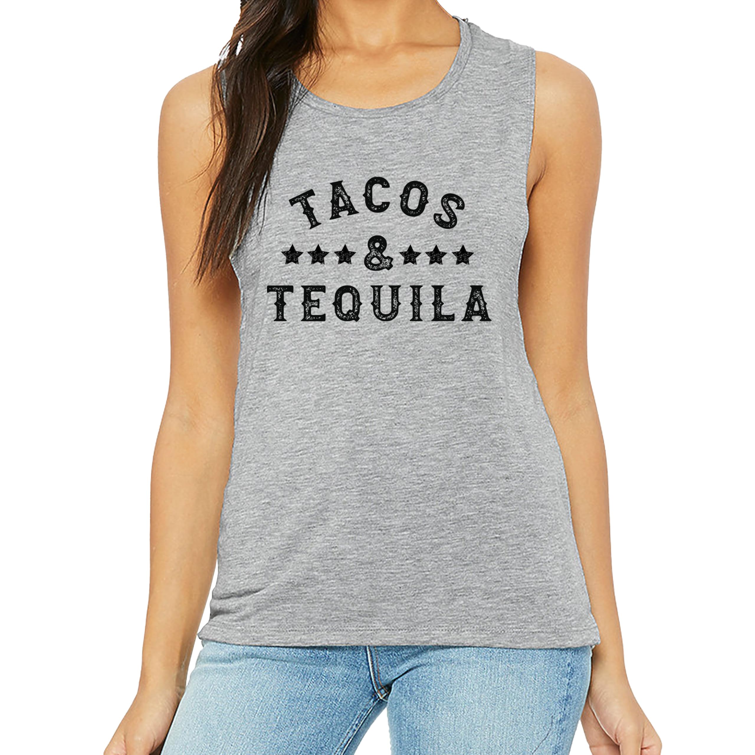 Funny Tacos & Tequila Workout Tank - Sleeveless Gym & Yoga Top for Women | Cinco De Mayo Party & Fitness
