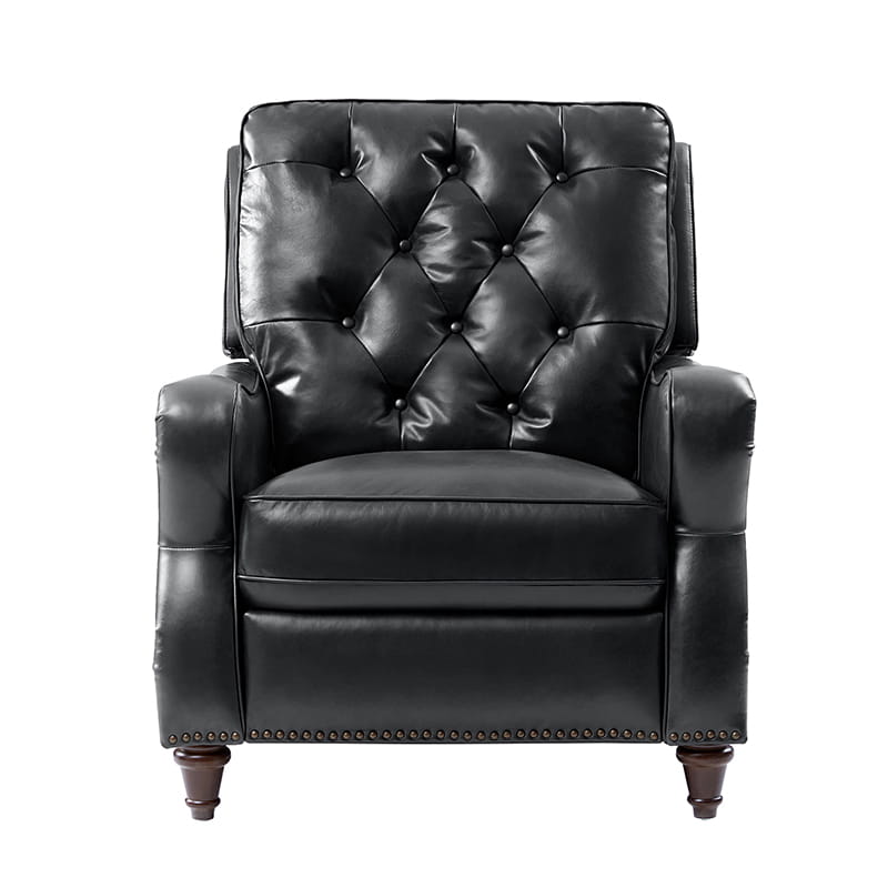 Myria Genuine Leather Nailhead Recliner Chair - Modern Living Room Furniture with Tufted Back and Padded Armrests | Perfect for Home Theater, Gaming, and Relaxation