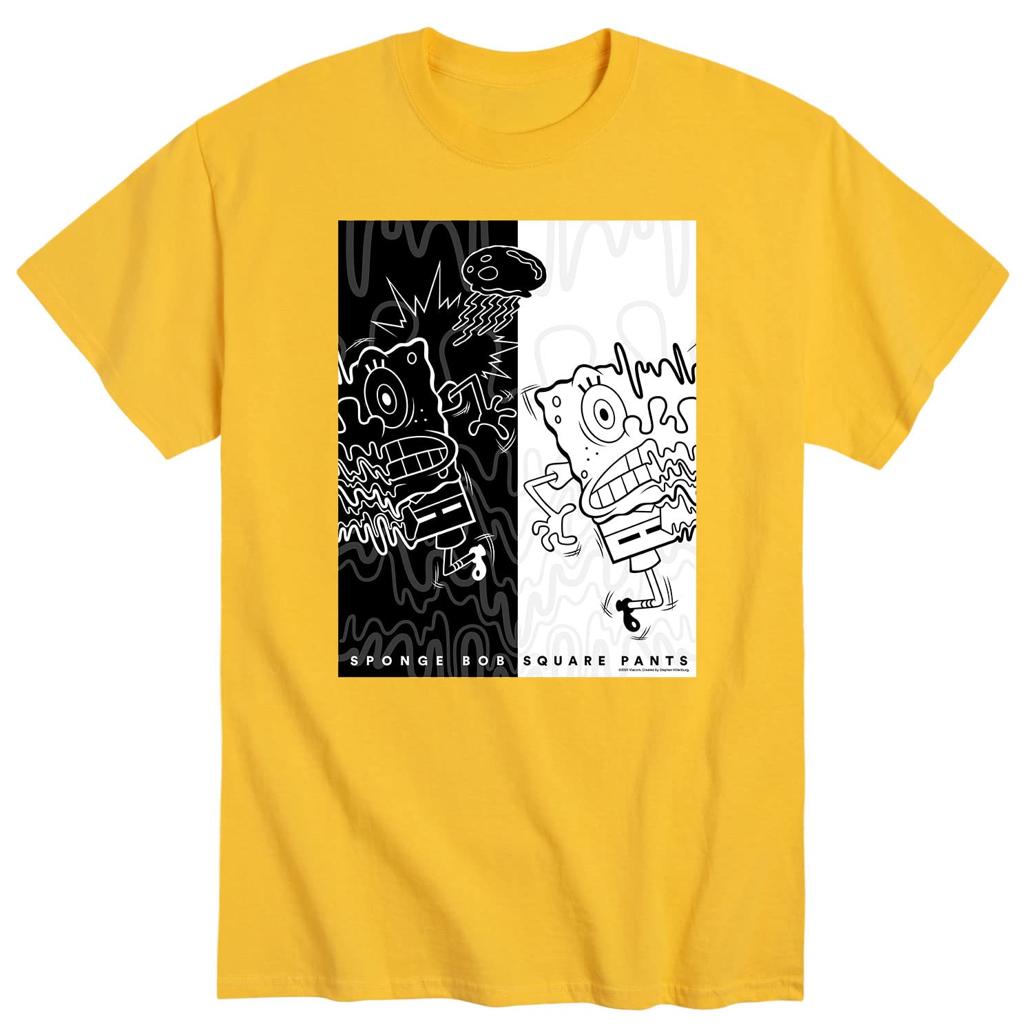 Spongebob Squarepants Jellyfish Sting Men's Graphic T-Shirt - Funny Cartoon Tee for Casual Wear & Fan Gifts - Perfect for Beach Outings, Anime Conventions & Everyday Style