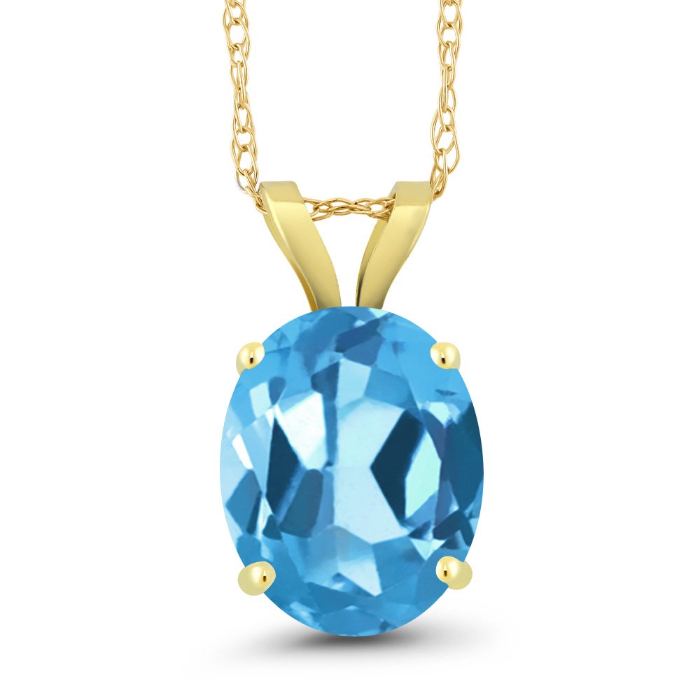 14K Yellow Gold 10X8MM Oval Birthstone Pendant Necklace for Women - 18 Inch Gold Chain - Fine Jewelry Gift for Mom, Wife, Her | Anniversary, Birthday, Valentine's Day Present | Elegant Everyday Wear & Special Occasions